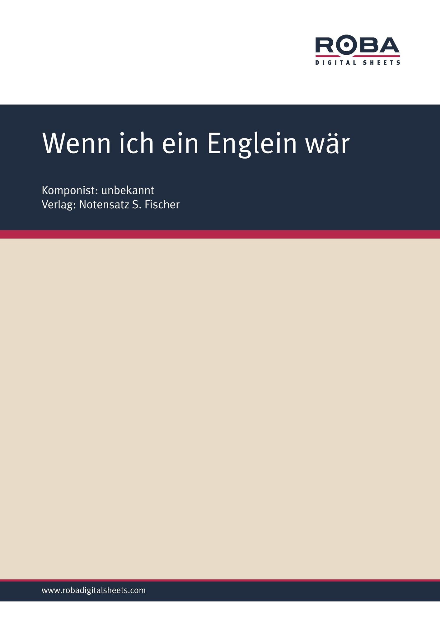 Wenn ich ein Englein wär: Sheet Music