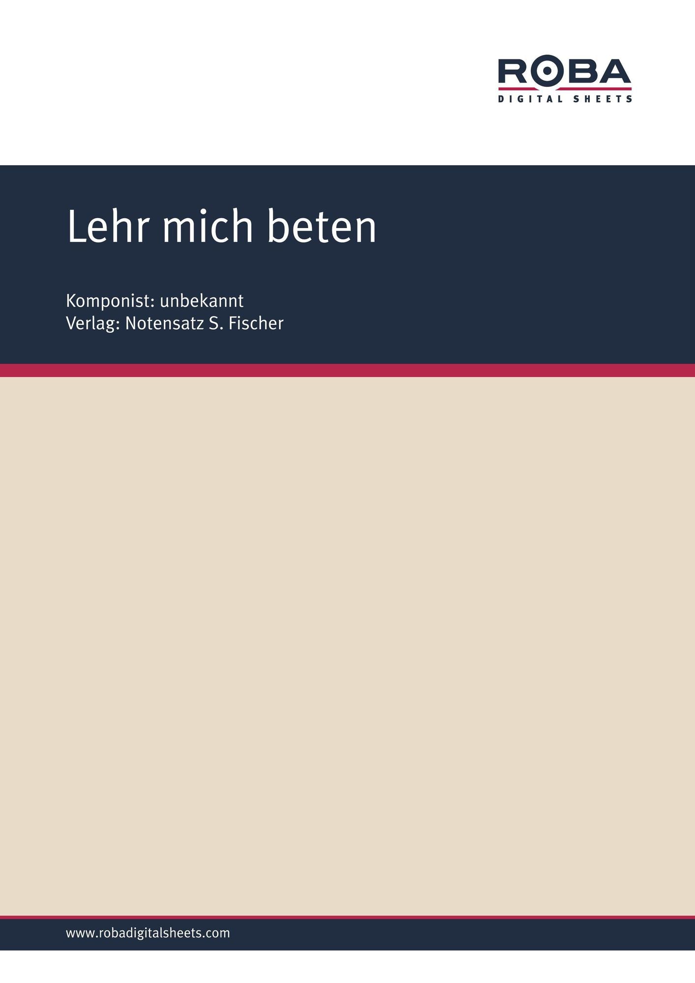 Lehr mich beten: Sheet Music