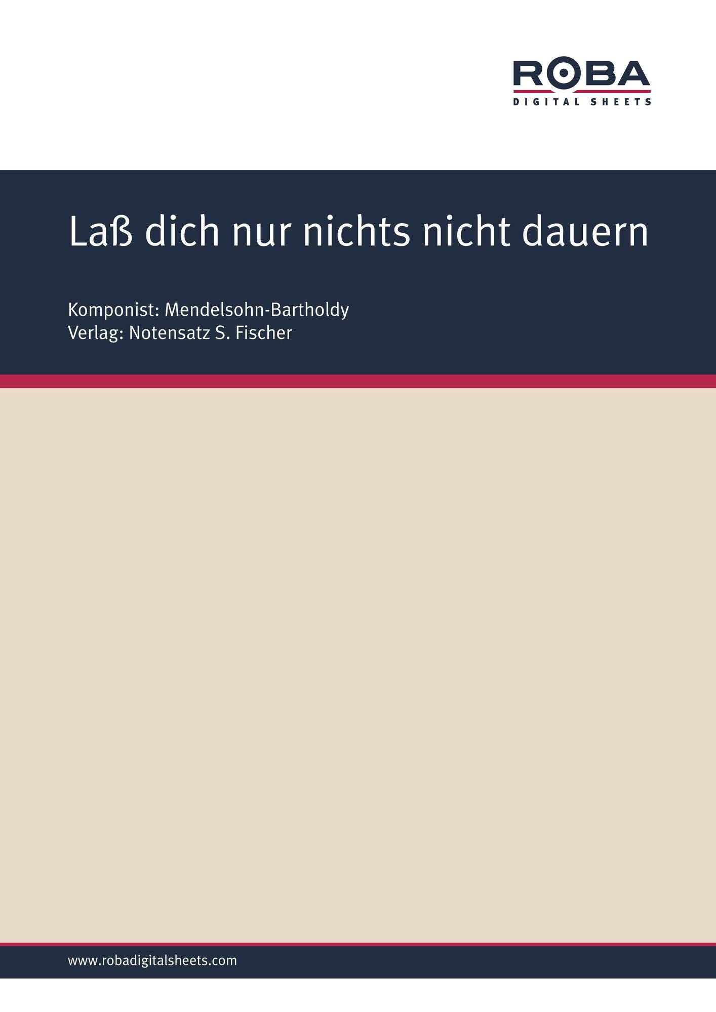 Laß dich nur nichts nicht dauern: Sheet Music