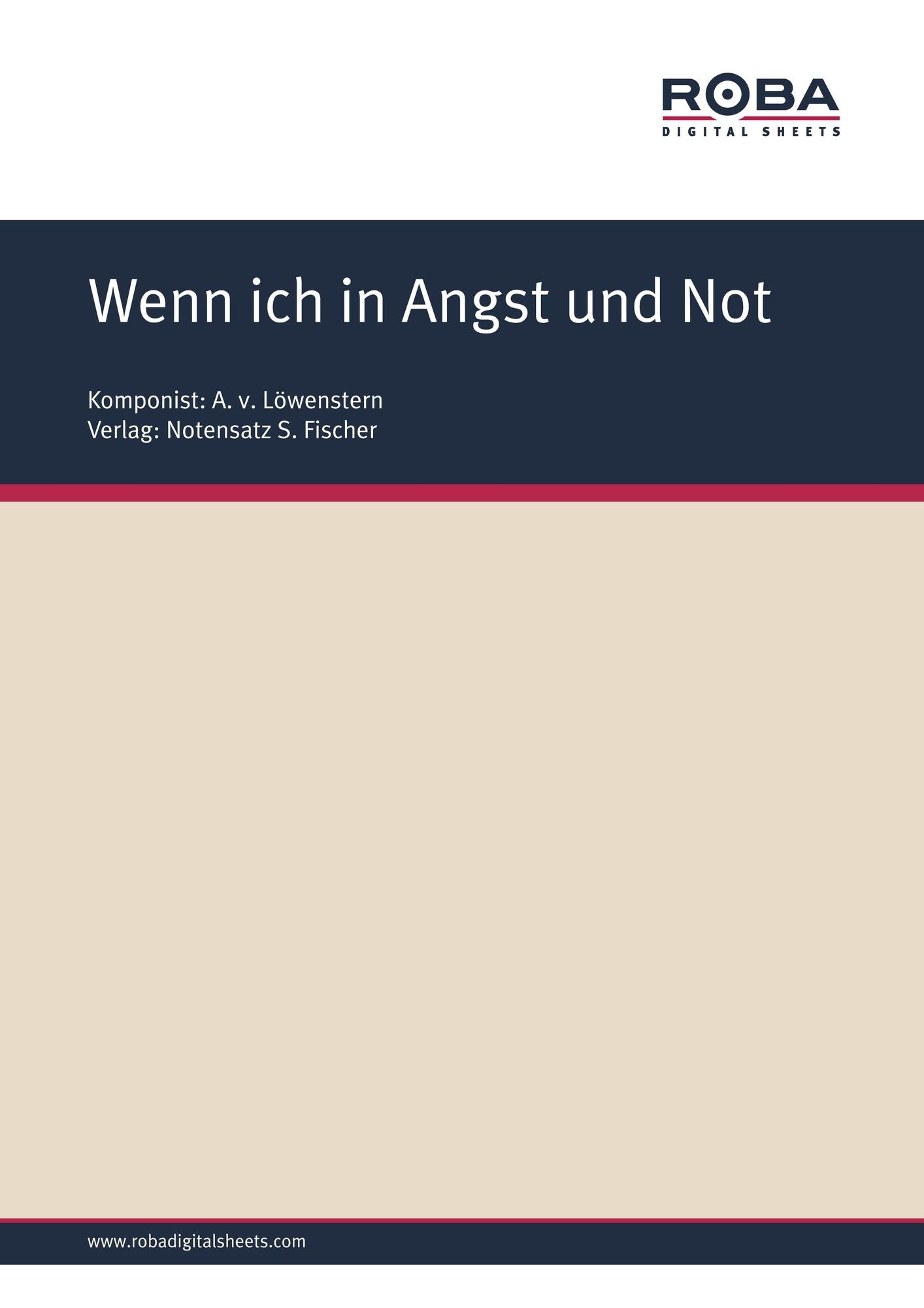 Wenn ich in Angst und Not: Sheet Music