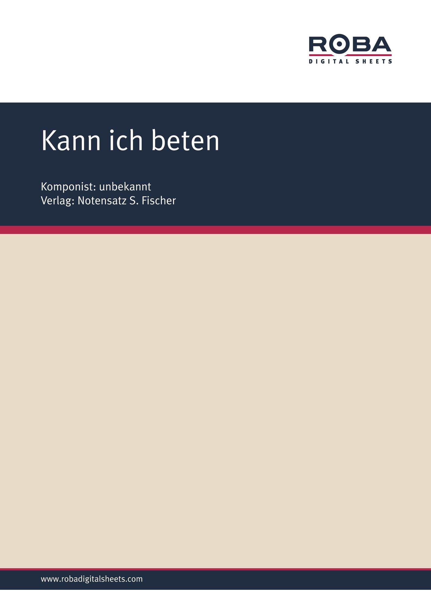 Kann ich beten: Sheet Music