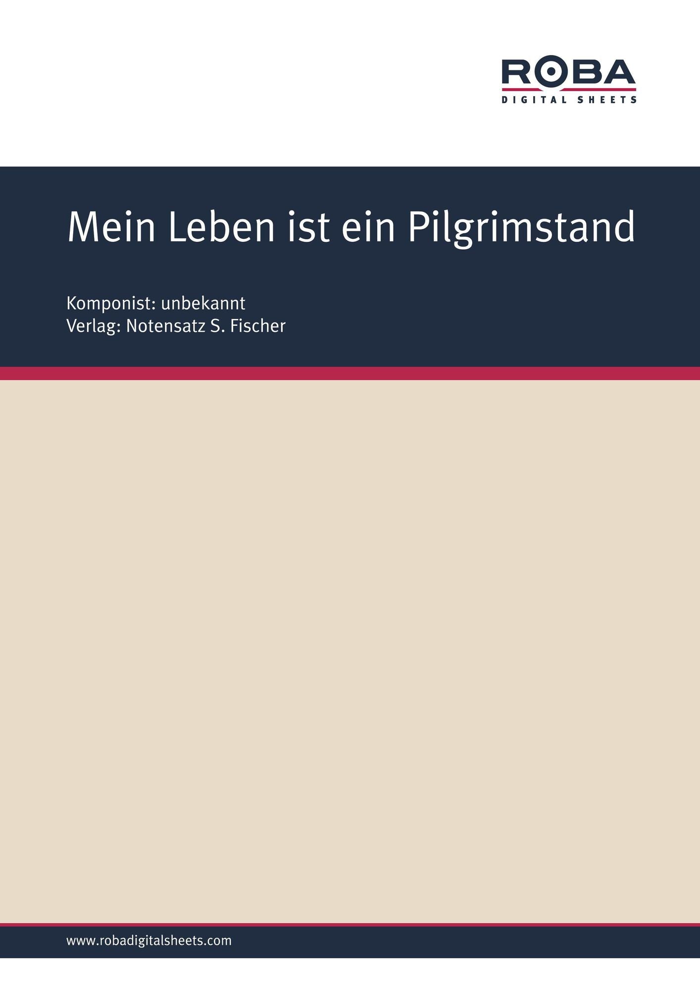 Mein Leben ist ein Pilgrimstand: Sheet Music
