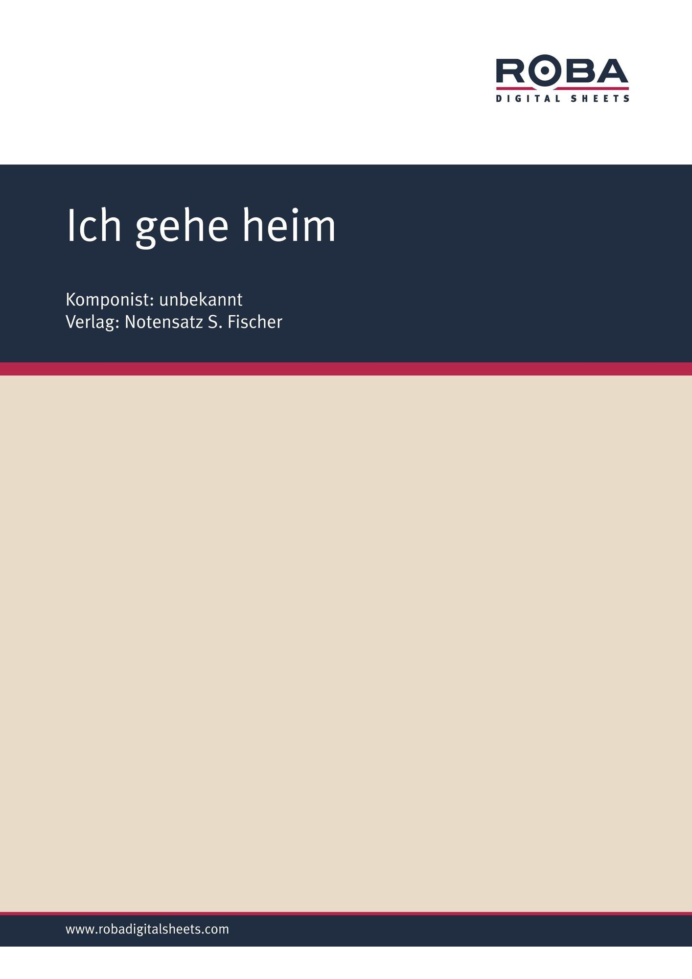 Ich gehe heim: Sheet Music