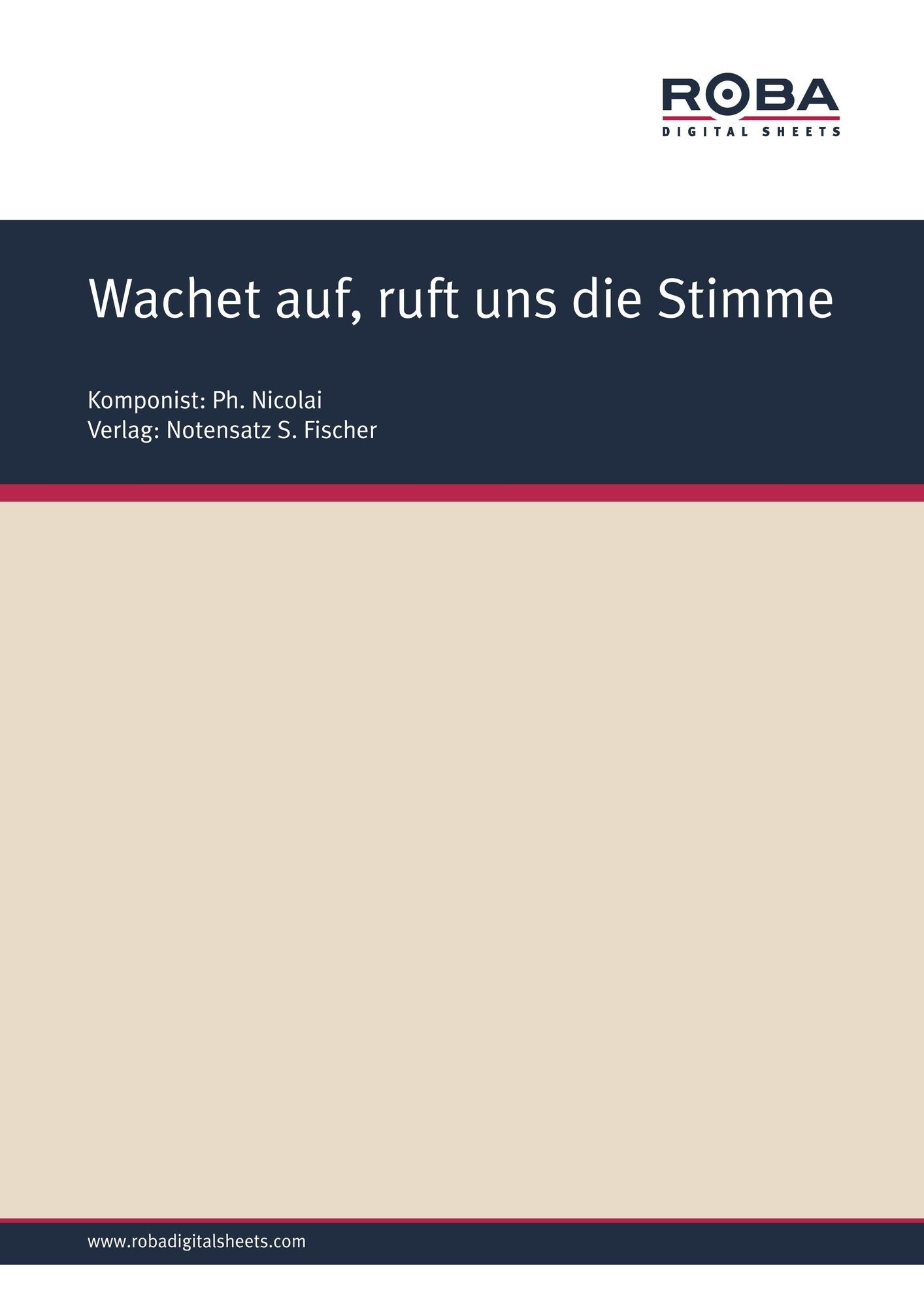 Wachet auf, ruft uns die Stimme: Sheet Music