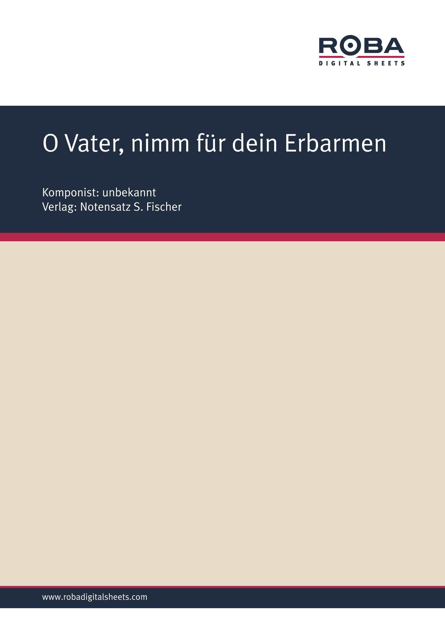 O Vater, nimm für dein Erbarmen: Sheet Music