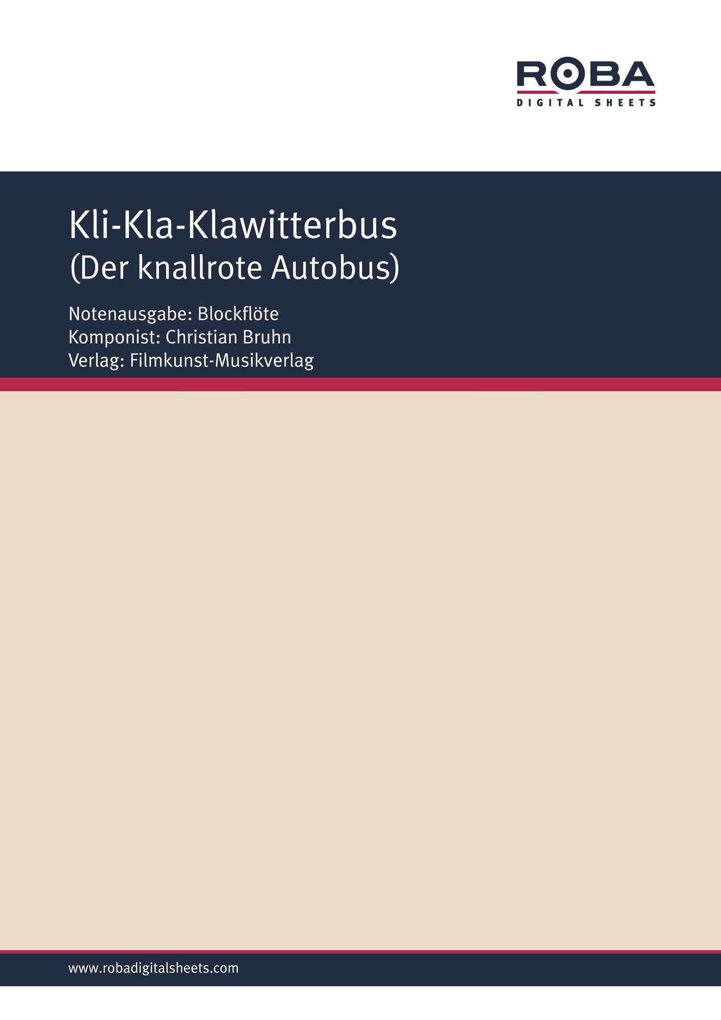 Kli-Kla-Klawitterbus (Der knallrote Autobus): Single Songbook; Instrument: Recorder