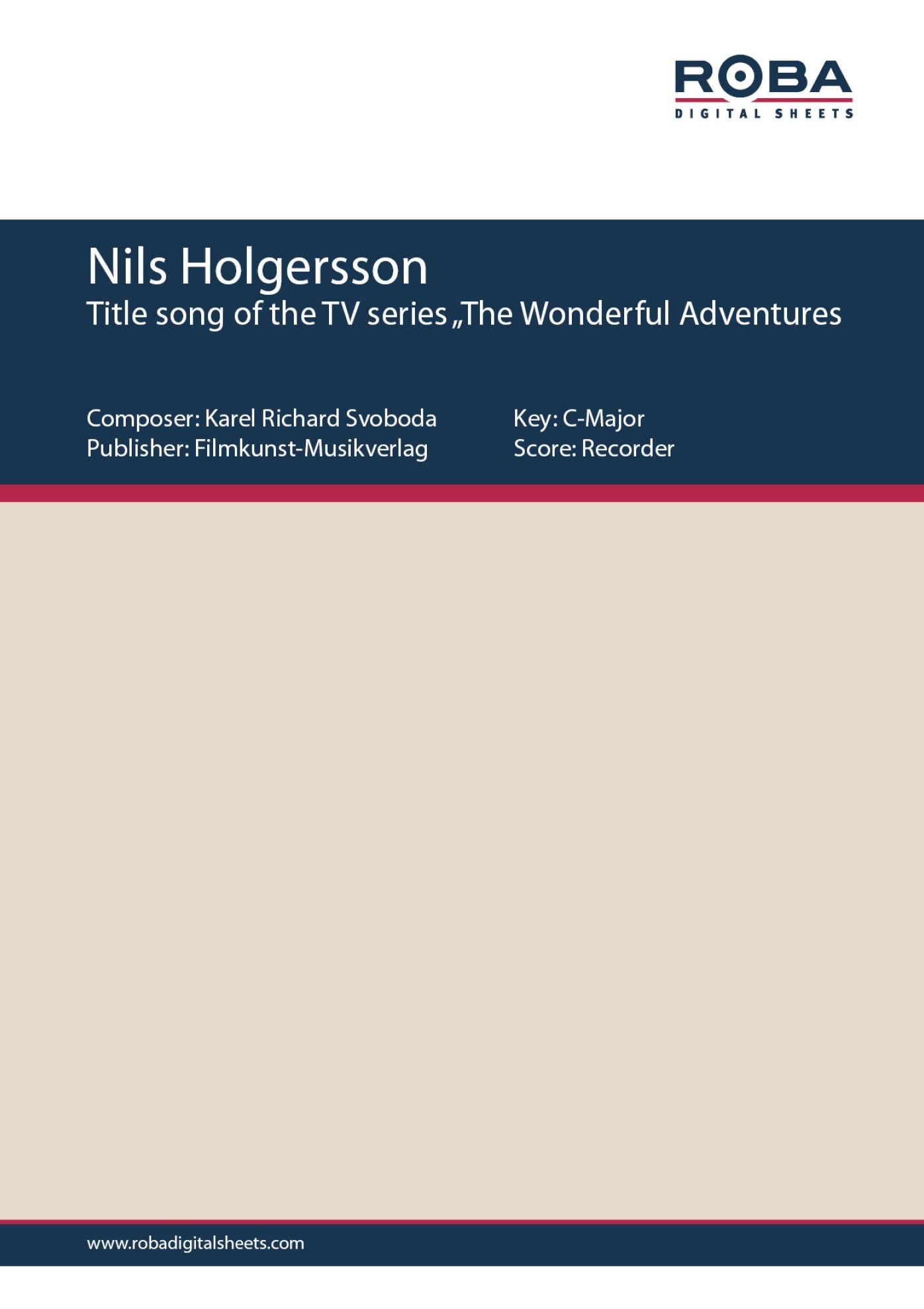 Nils Holgersson: Single Songbook; Instrument: Recorder
