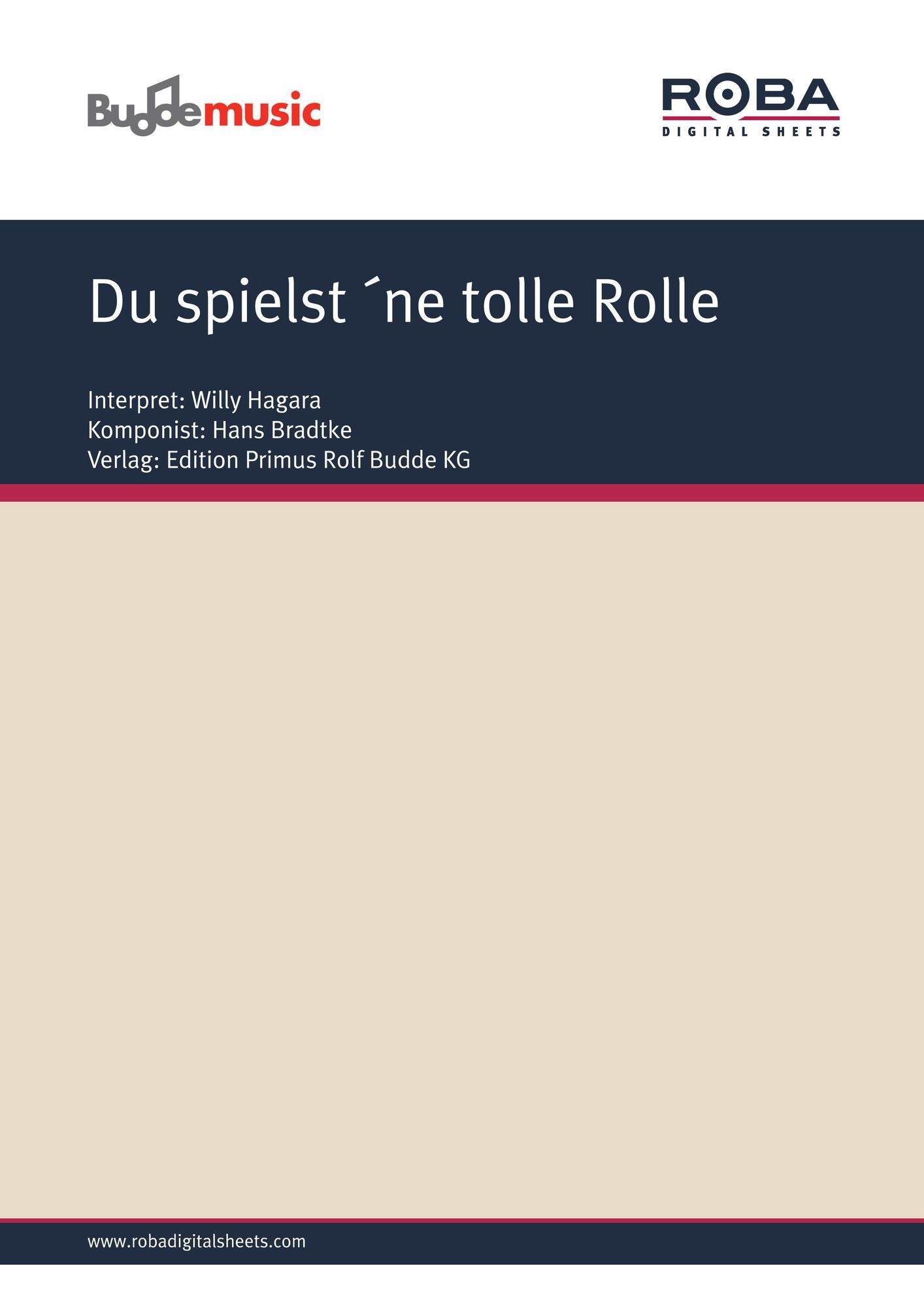 Du spielst 'ne tolle Rolle: as performed by Willy Hagara, Single Songbook