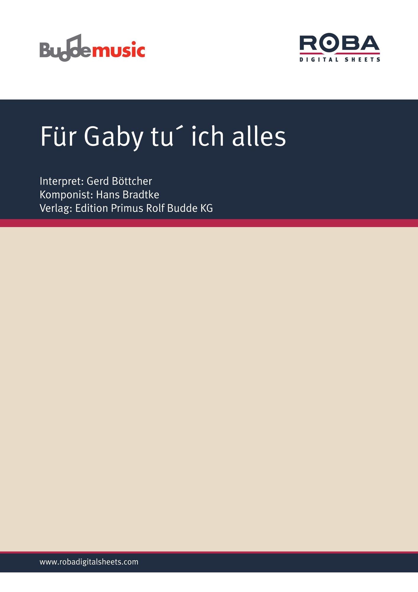 Für Gaby tu' ich alles: as performed by Gerd Böttcher, Single Songbook