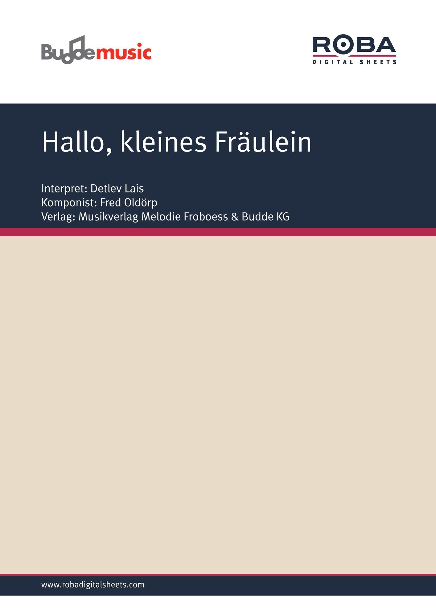 Hallo, kleines Fräulein : as performed by Detlev Lais, Single Songbook
