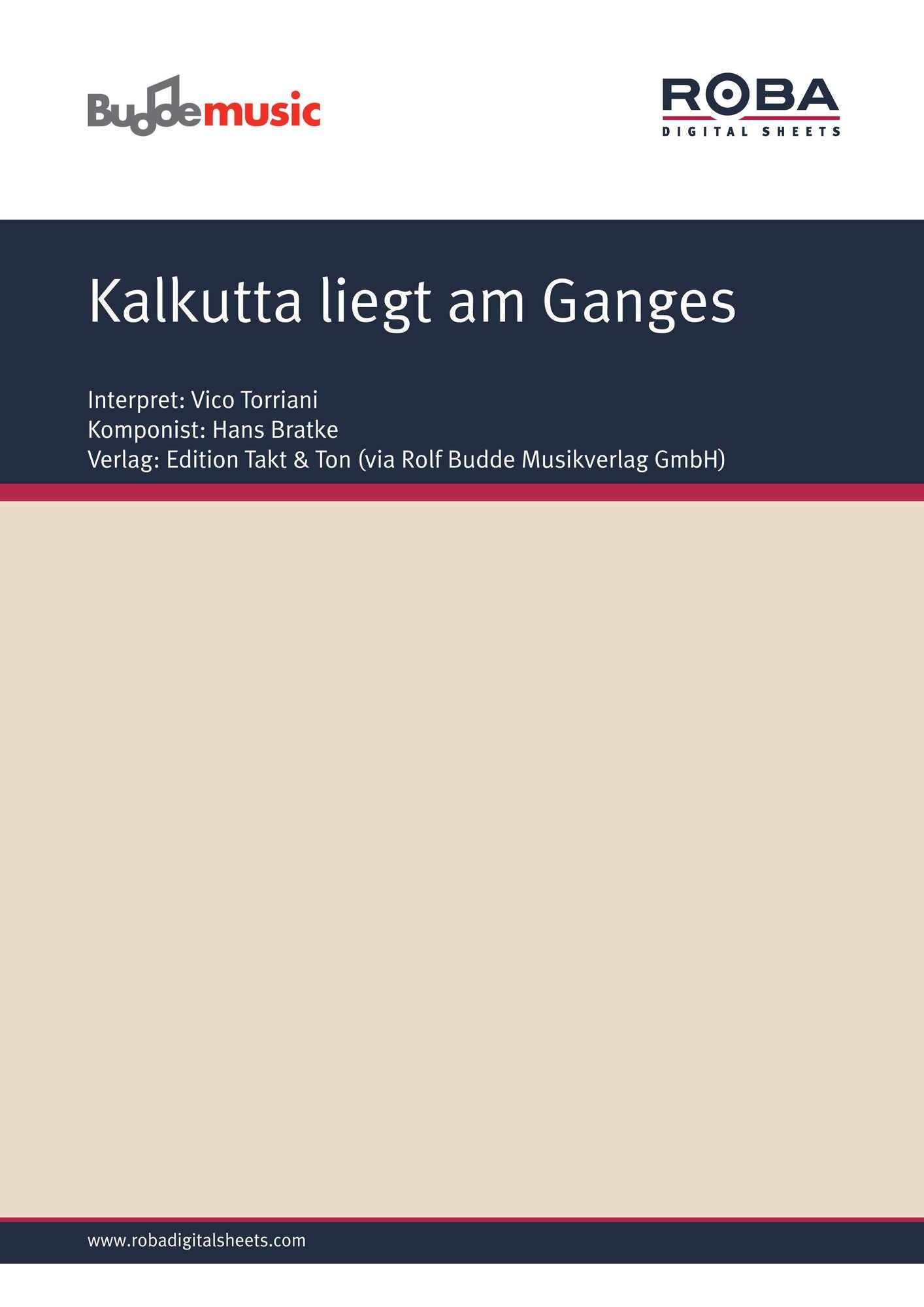 Kalkutta liegt am Ganges : as performed by Vico Torriani, Single Songbook