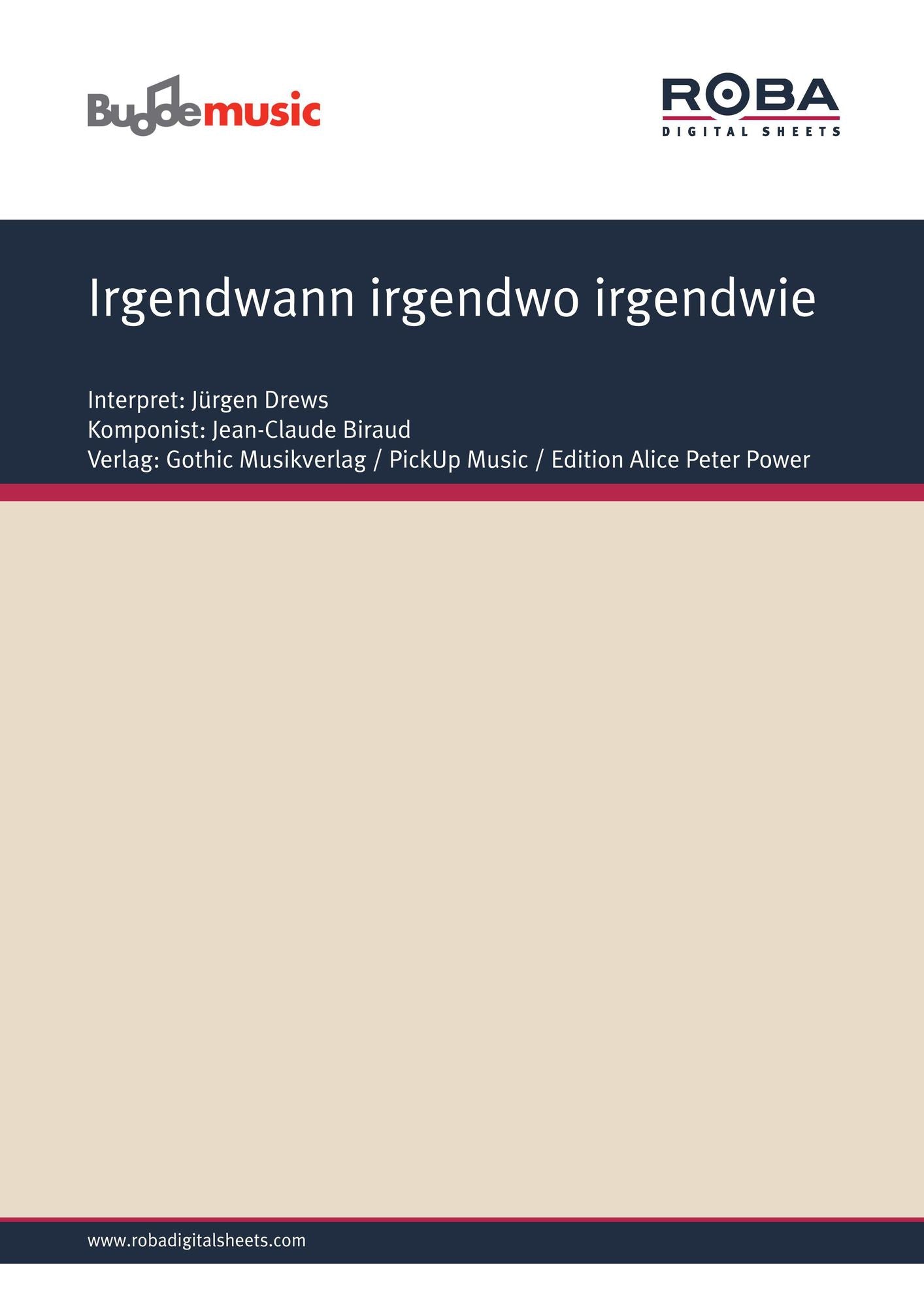 Irgendwann irgendwo irgendwie: as performed by Jürgen Drews, Single Songbook