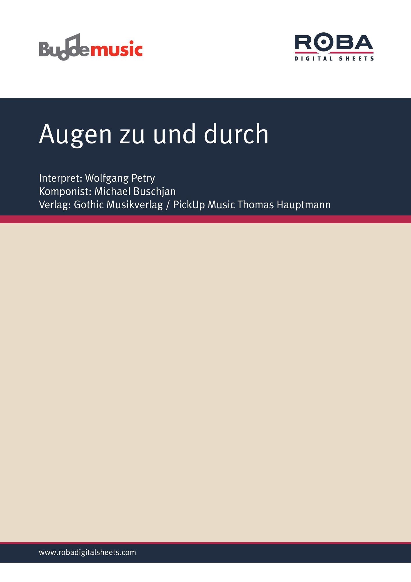 Augen zu und durch : as performed by Wolfgang Petry, Single Songbook