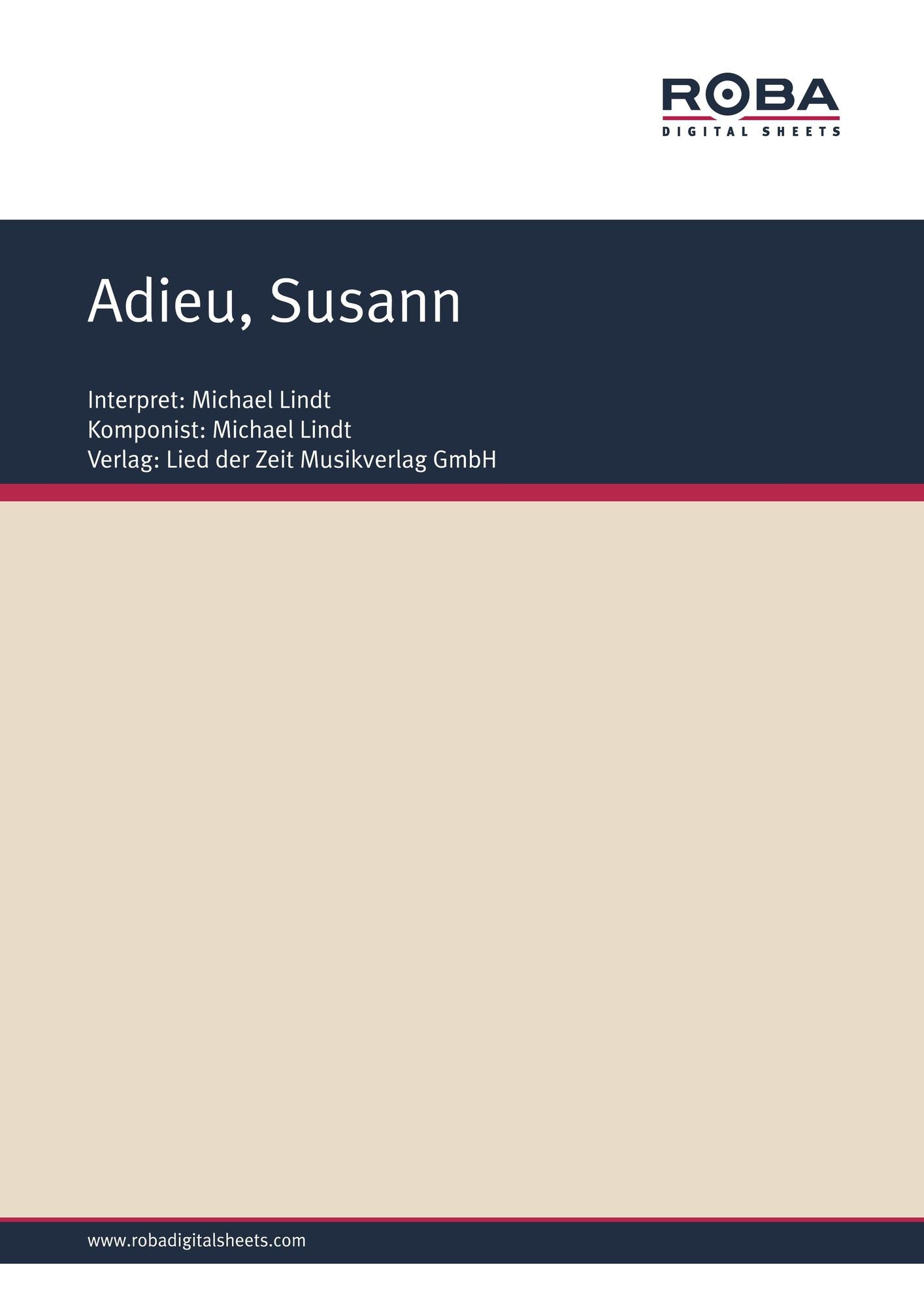 Adieu, Susann: as performed by Michael Lindt, Single Songbook