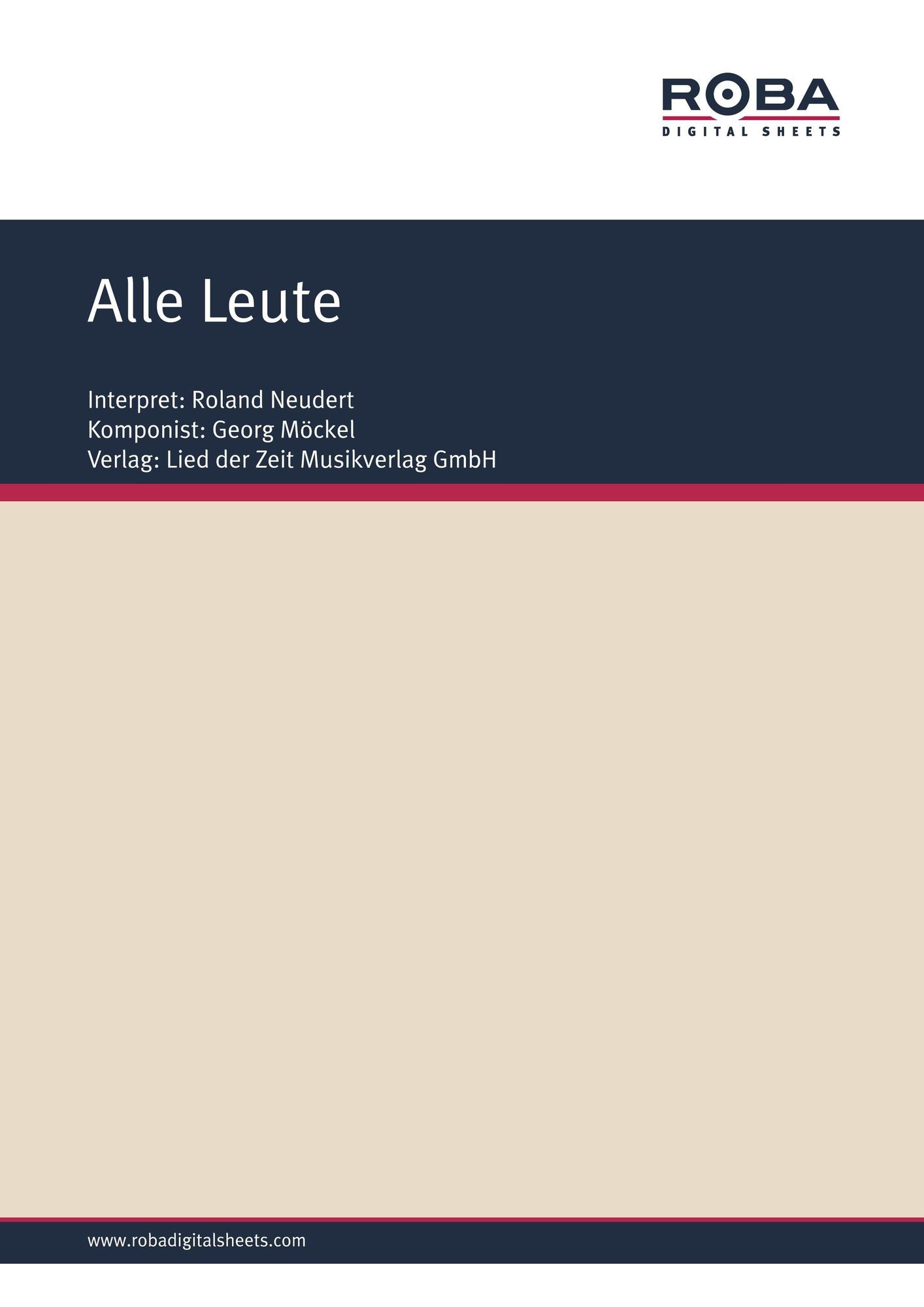 Alle Leute : as performed by Roland Neudert, Single Songbook