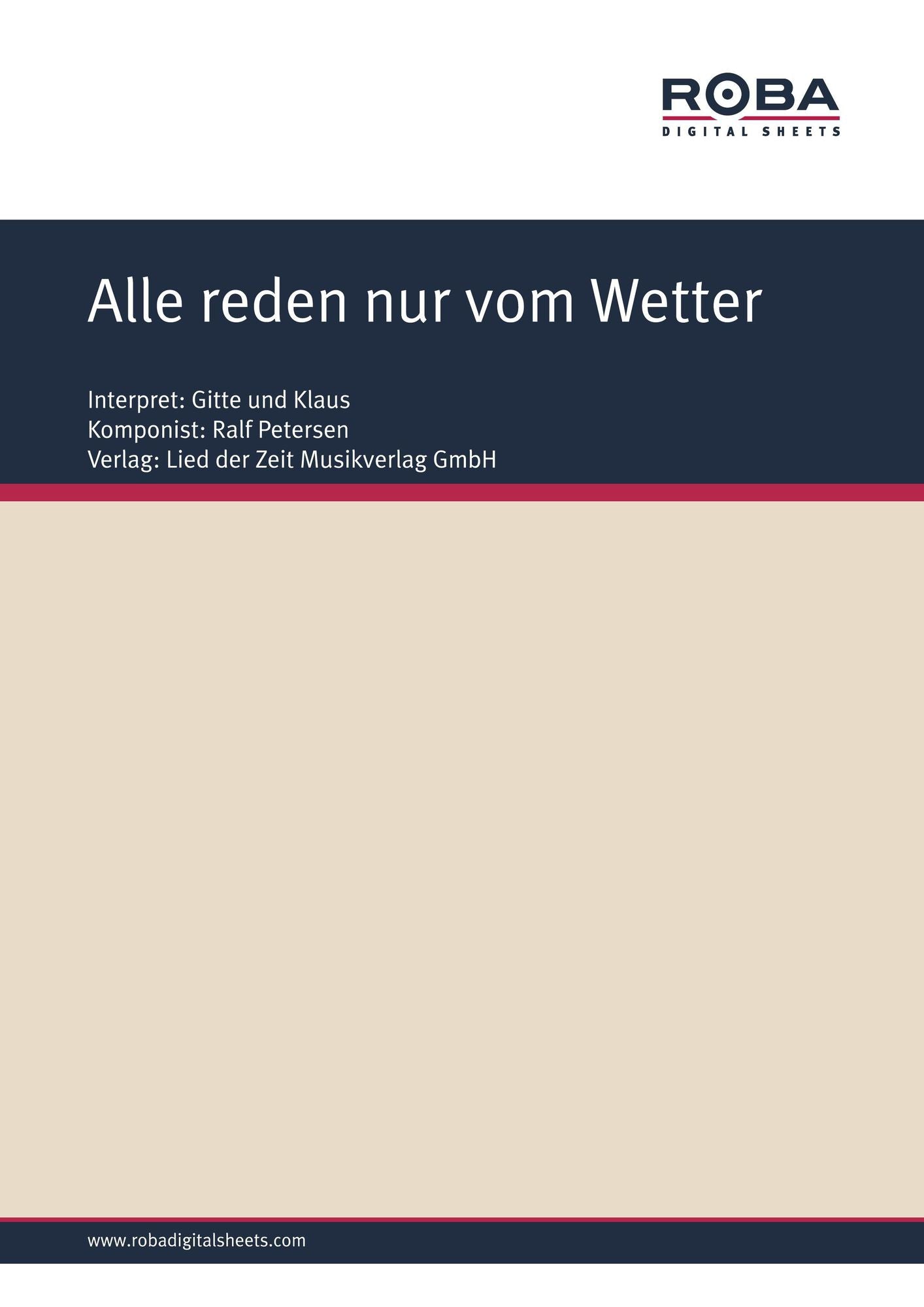 Alle reden nur vom Wetter : as performed by Gitte und Klaus, Single Songbook
