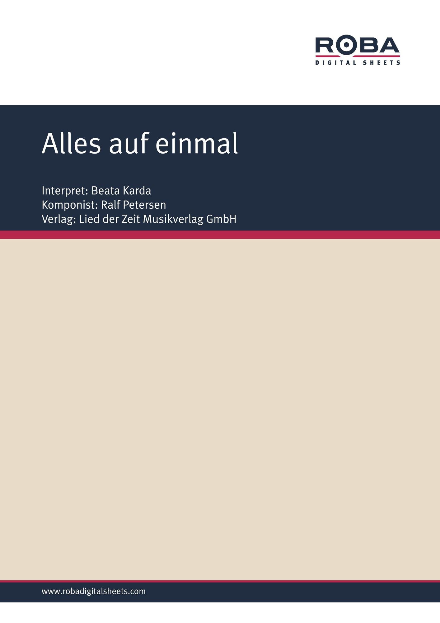 Alles auf einmal : as performed by Beata Karda, Single Songbook