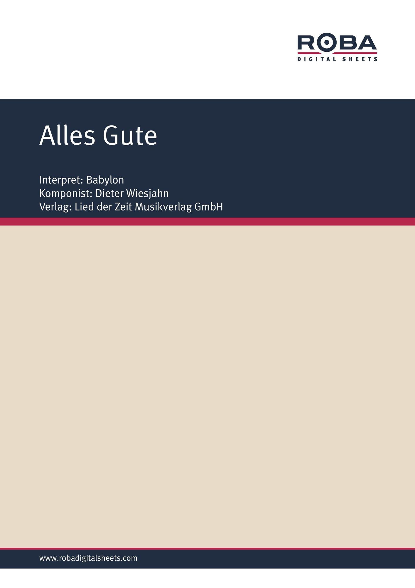 Alles Gute : as performed by Babylon, Single Songbook