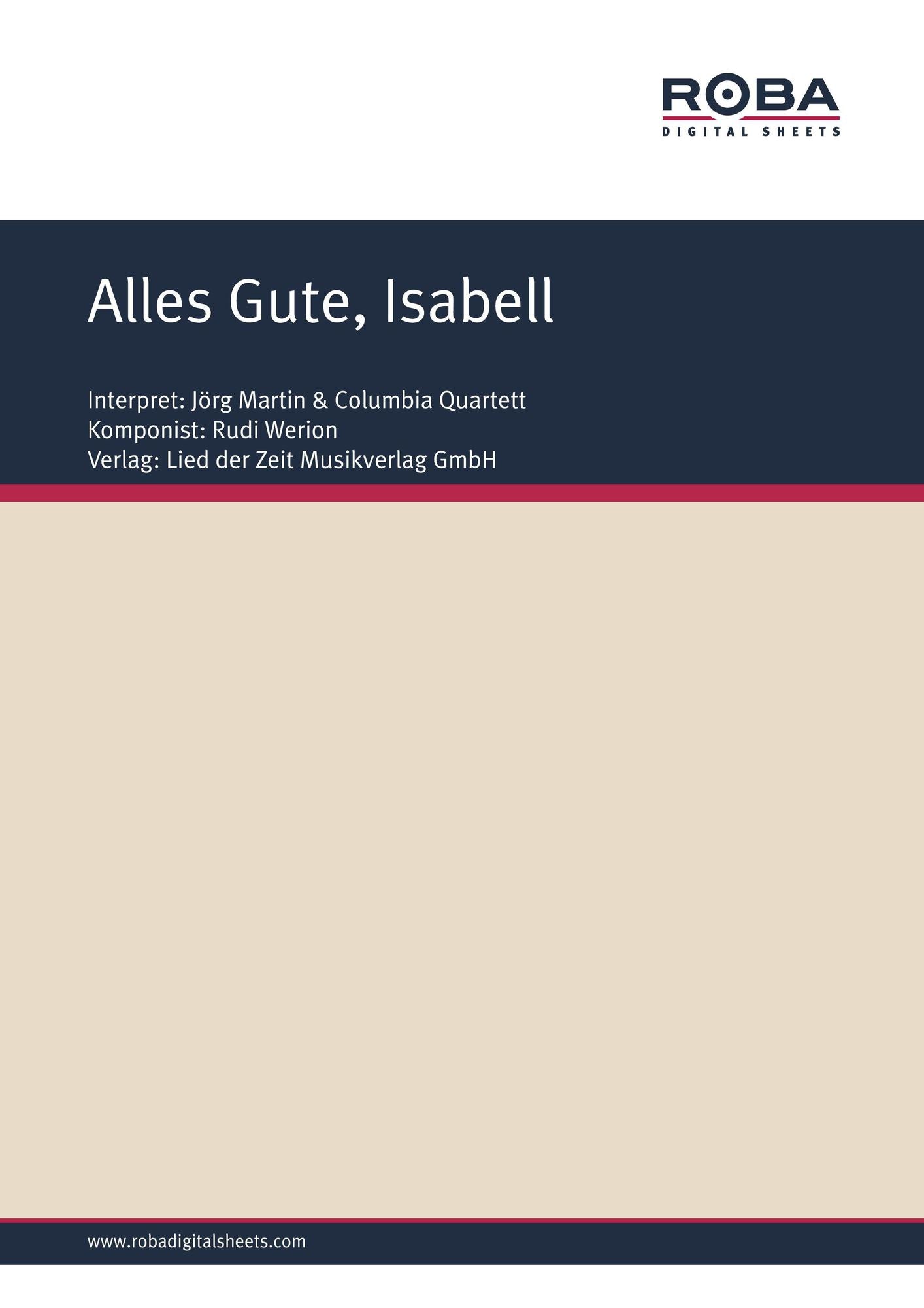 Alles Gute, Isabell : as performed by Jörg Martin & Columbia Quartett, Single Songbook