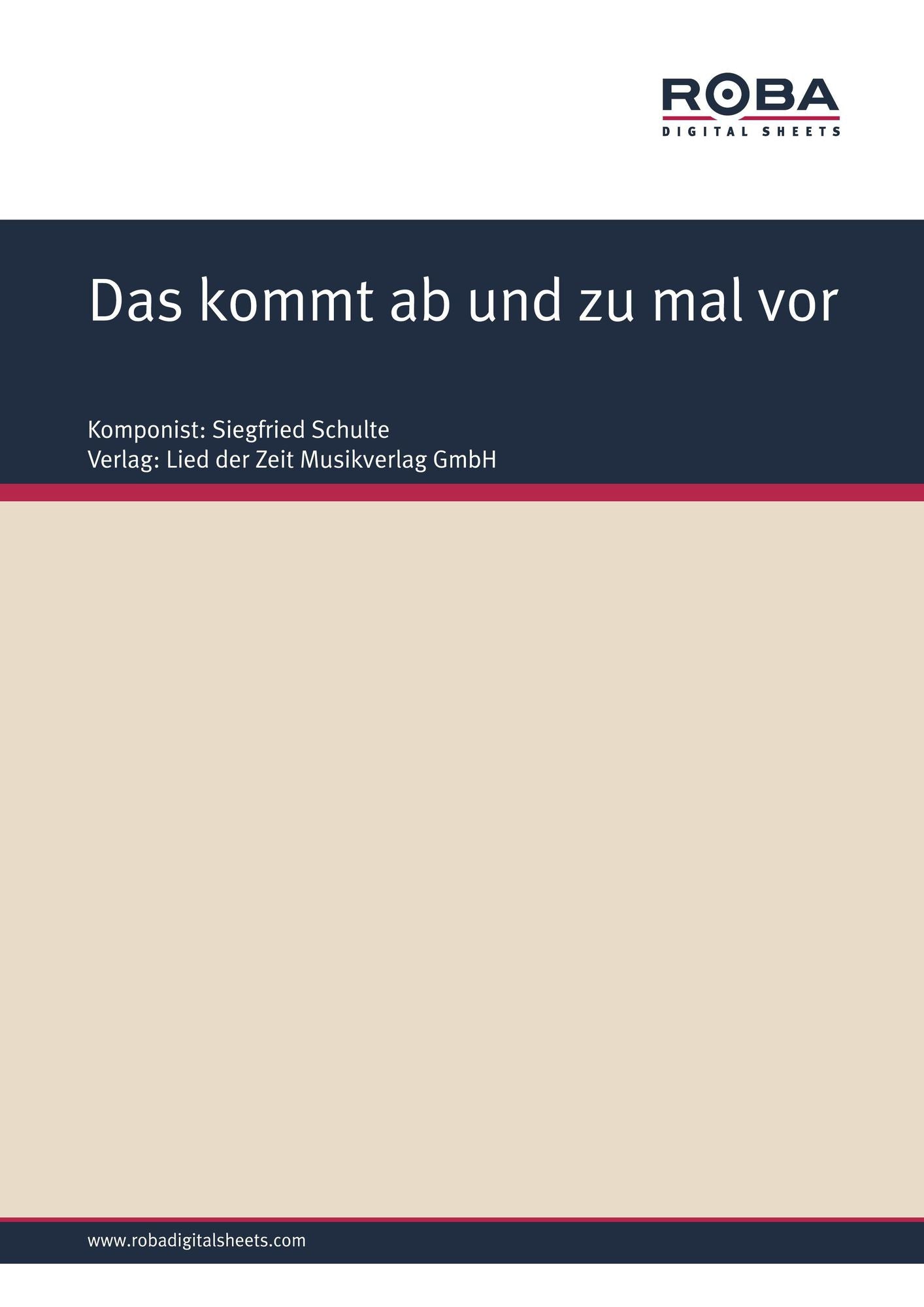 Das kommt ab und zu mal vor : Sheet Music