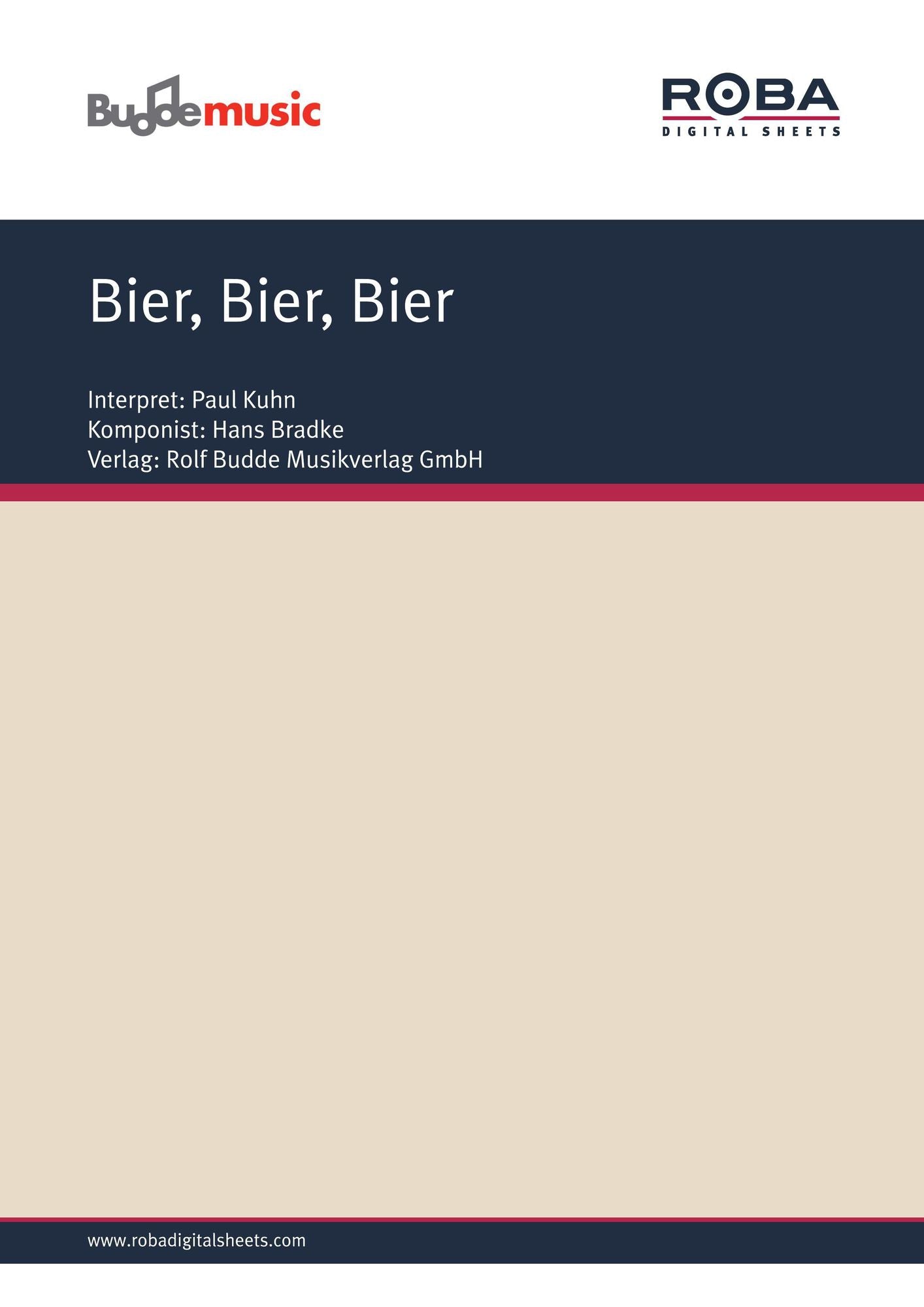 Bier, Bier, Bier : as performed by Paul Kuhn, Single Songbook