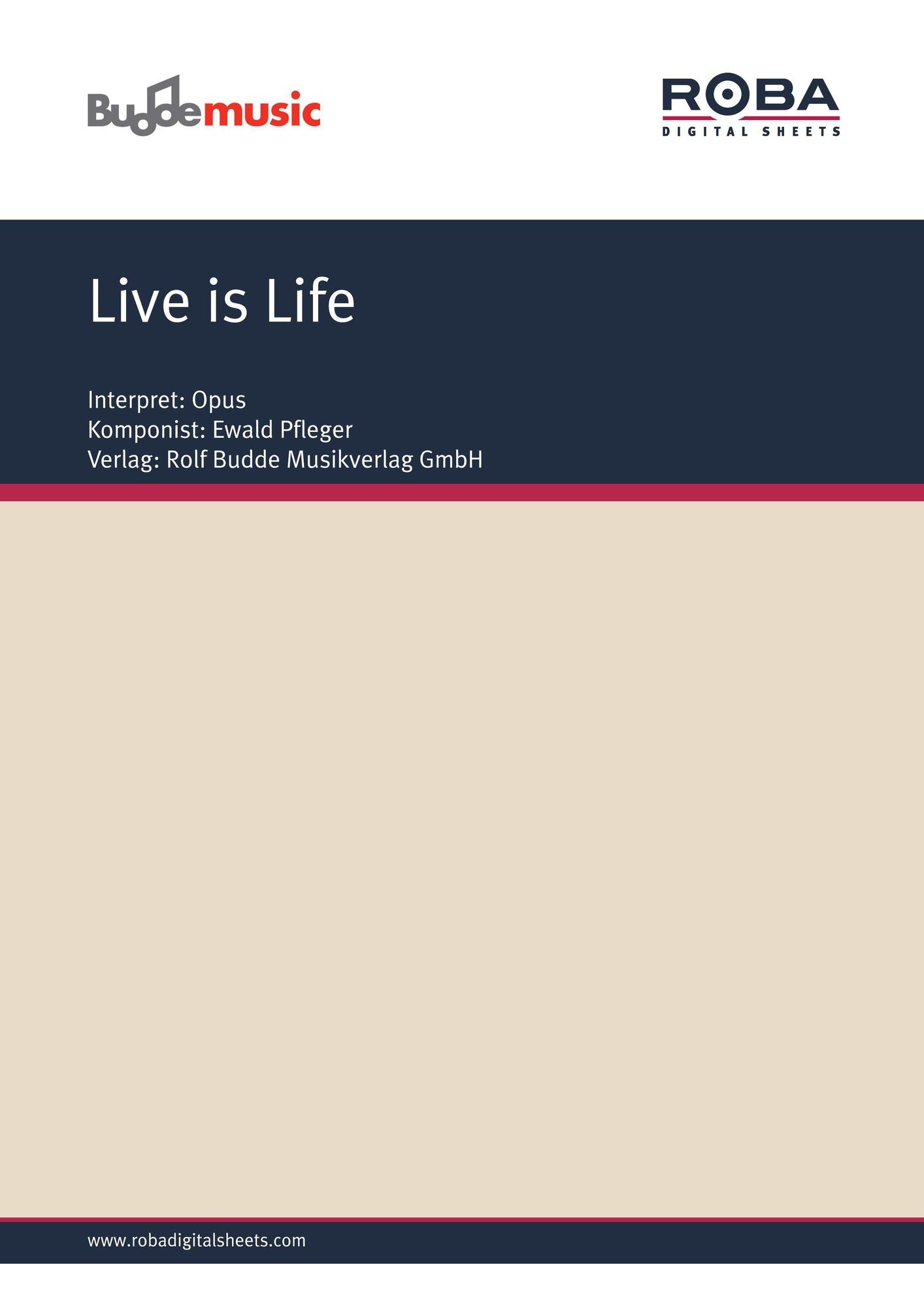 Live is Life: as performed by Opus; Single Songbook