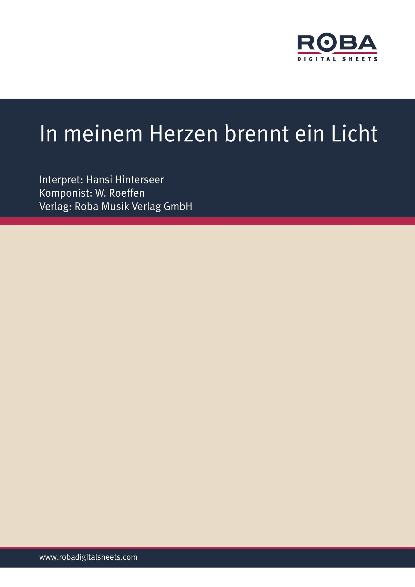 In meinem Herzen brennt ein Licht : as performed by Hansi Hinterseer, Single Songbook