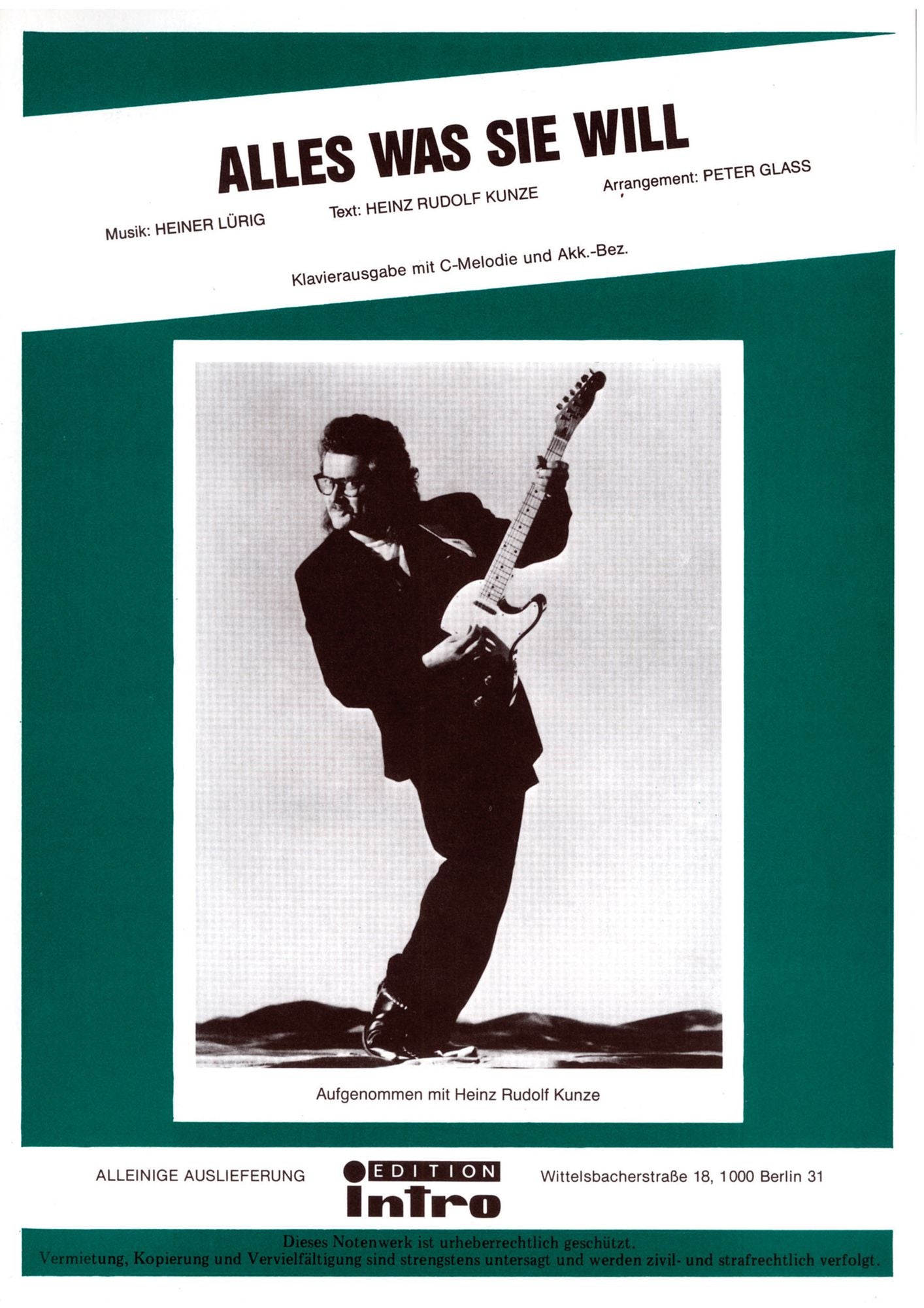 Alles was Sie will: as performed by Heinz Rudolf Kunze, Single Songbook
