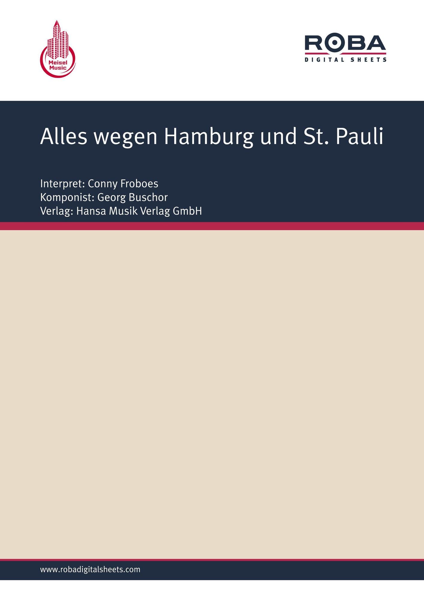 Alles wegen Hamburg und St. Pauli : as performed by Conny Froboes, Single Songbook