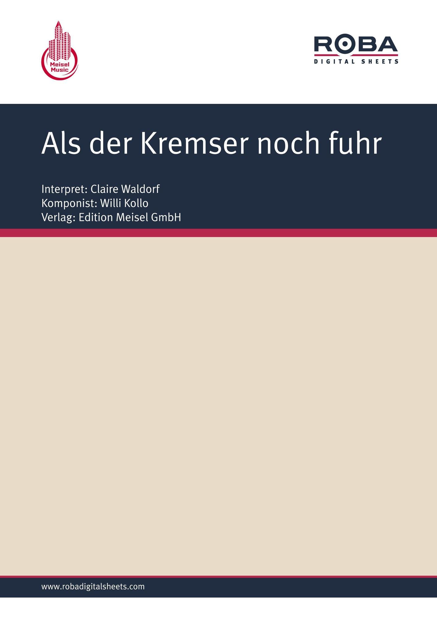Als der Kremser noch fuhr: as performed by Claire Waldorf, Single Songbook