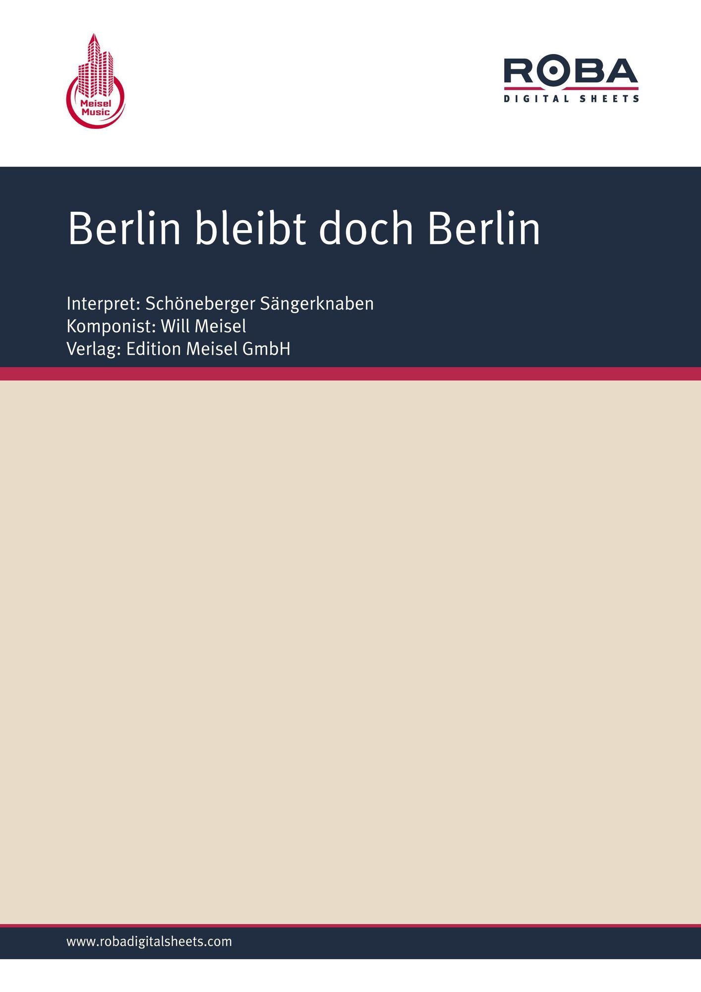 Berlin bleibt doch Berlin: as performed by Schöneberger Sängerknaben, Single Songbook