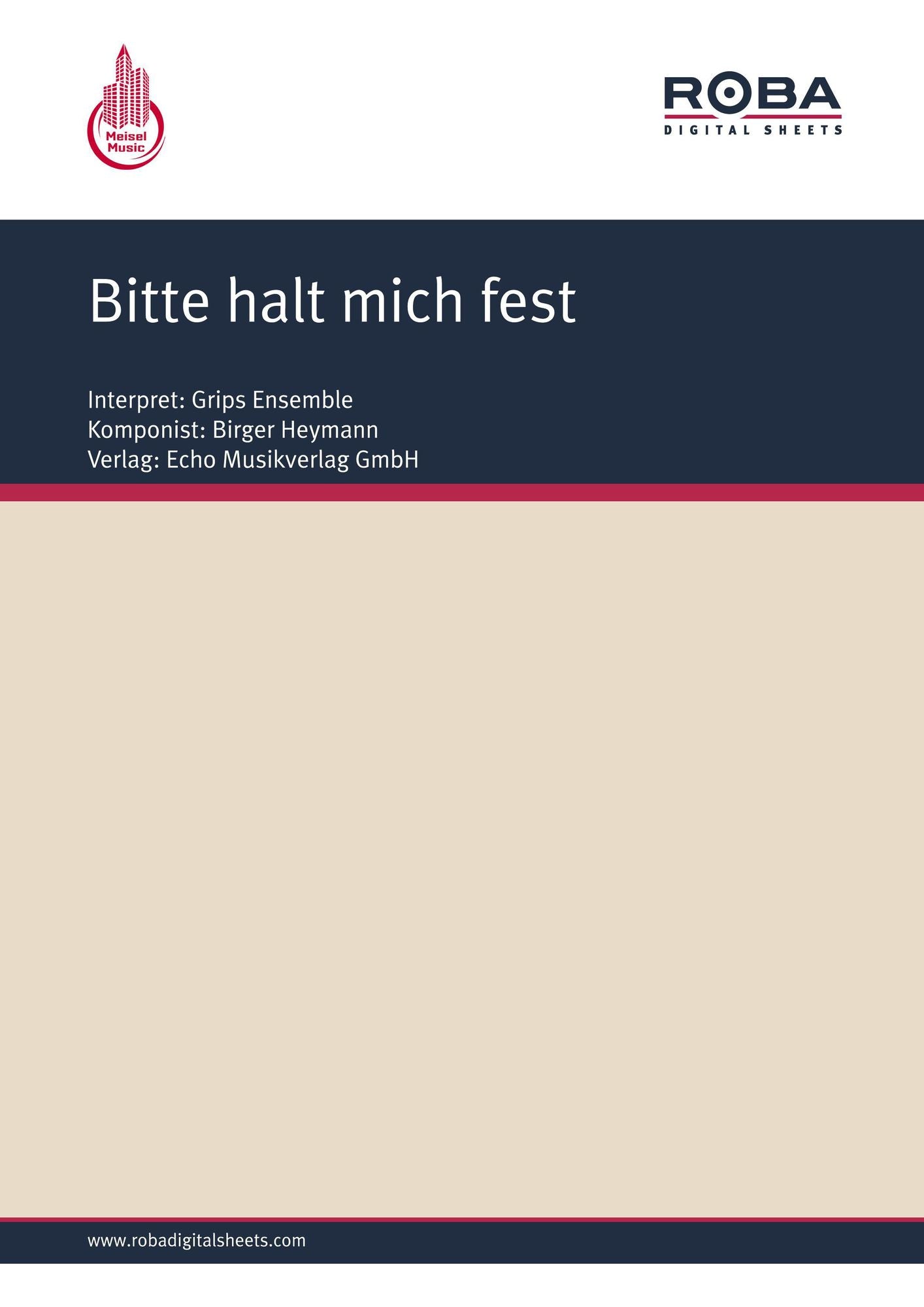 Bitte halt mich fest: as performed by Grips Ensemble, Single Songbook