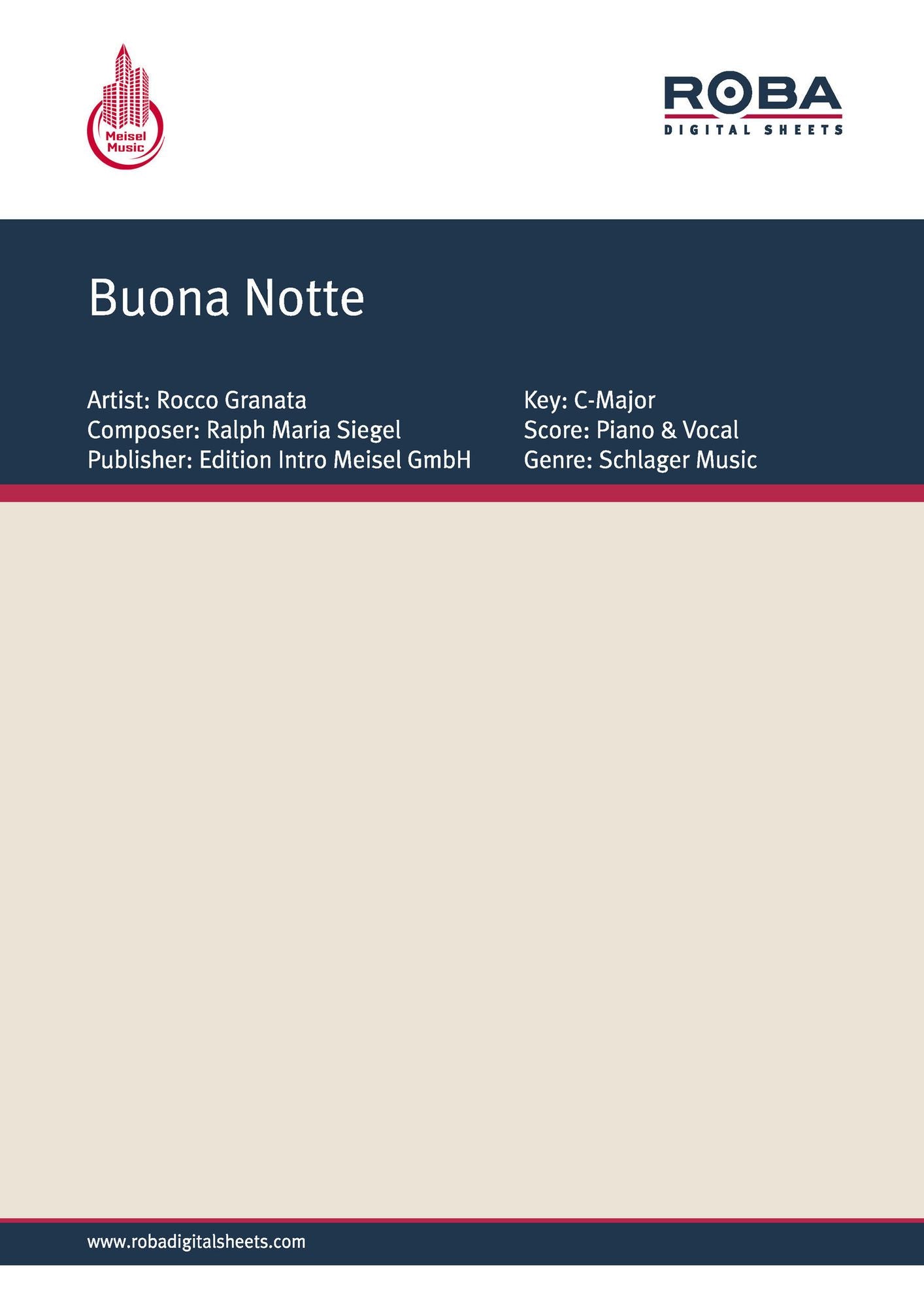 Buona Notte: as performed by Rocco Granata, Single Songbook