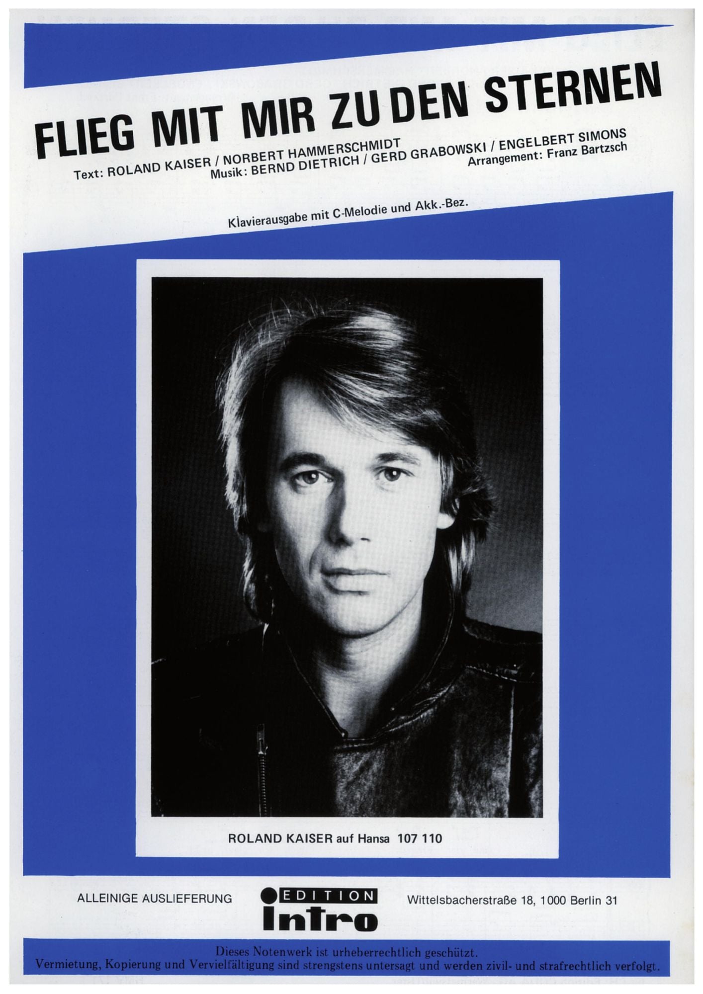 Flieg mit mir zu den Sternen: as performed by Roland Kaiser, Single Songbook