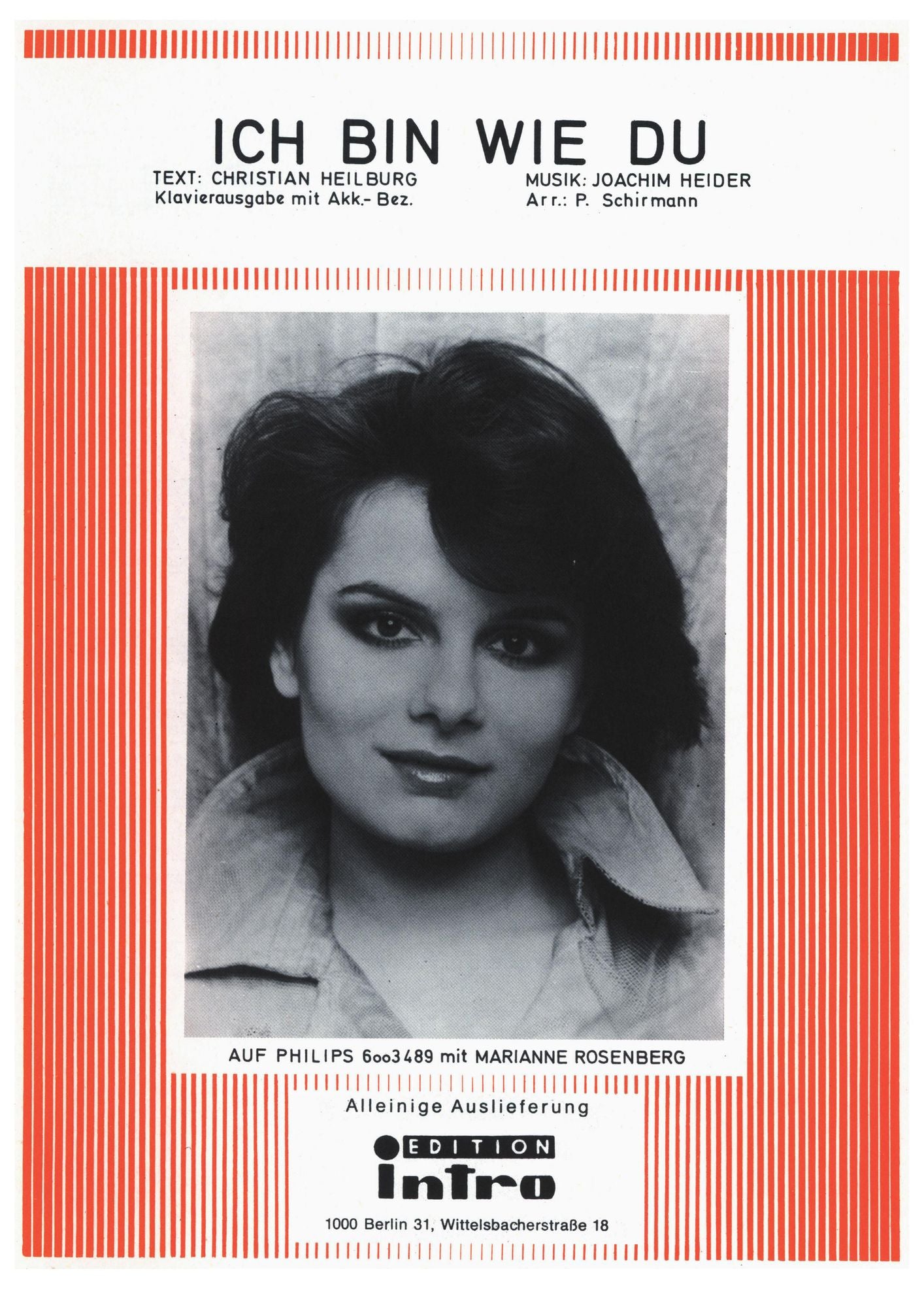 Ich bin wie du: as performed by Marianne Rosenberg, Single Songbook