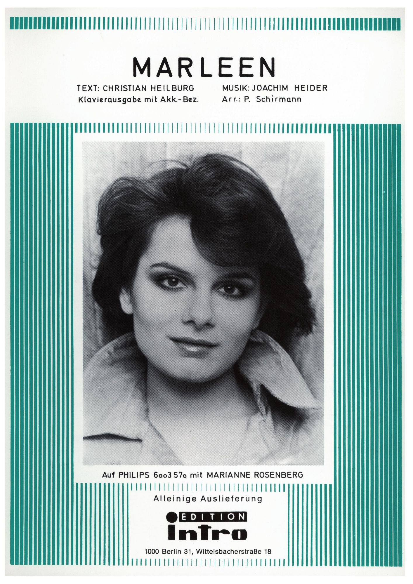 Marleen: as performed by Marianne Rosenberg, Single Songbook
