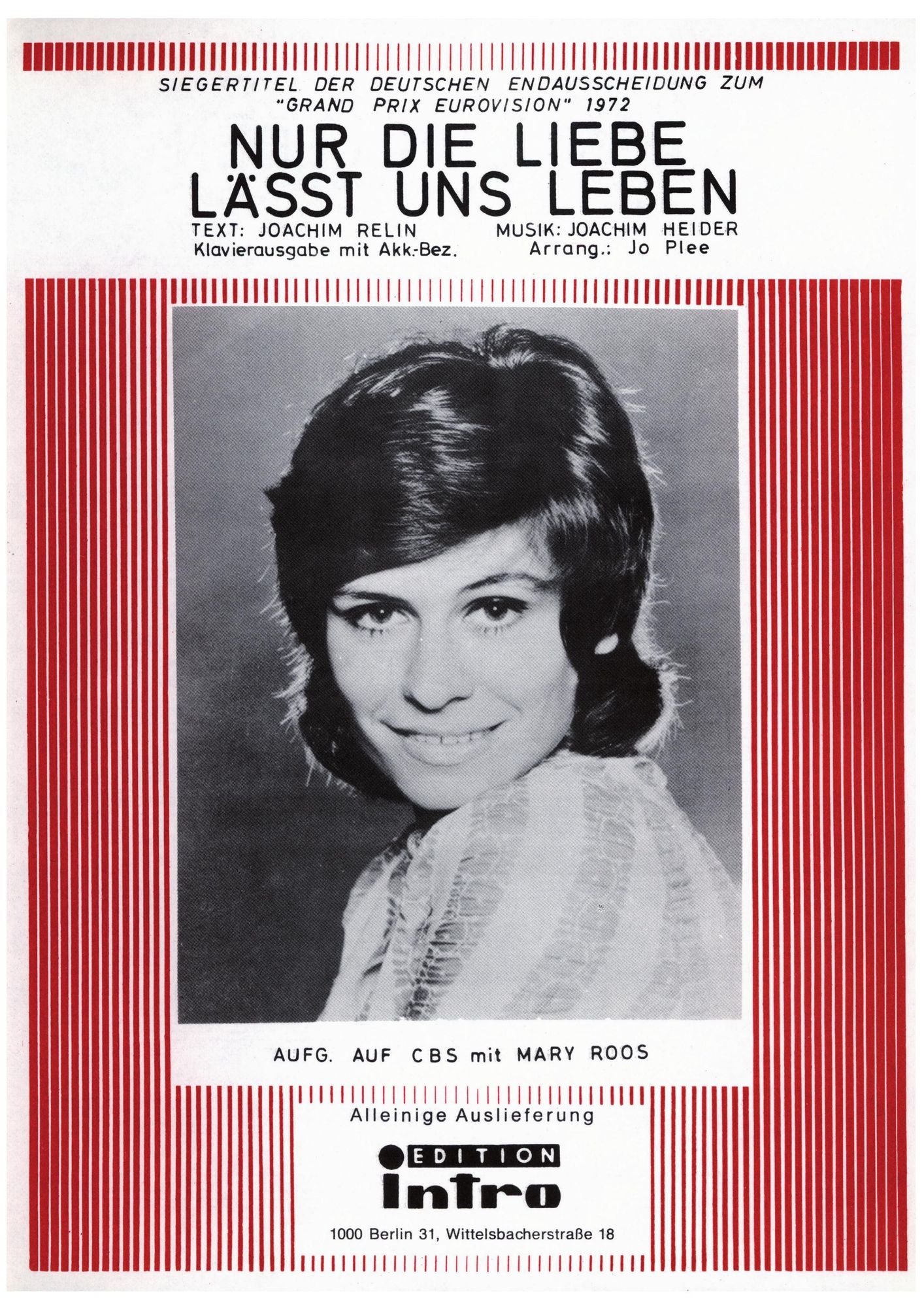 Nur die Liebe lässt uns leben: as performed by Mary Roos, Single Songbook