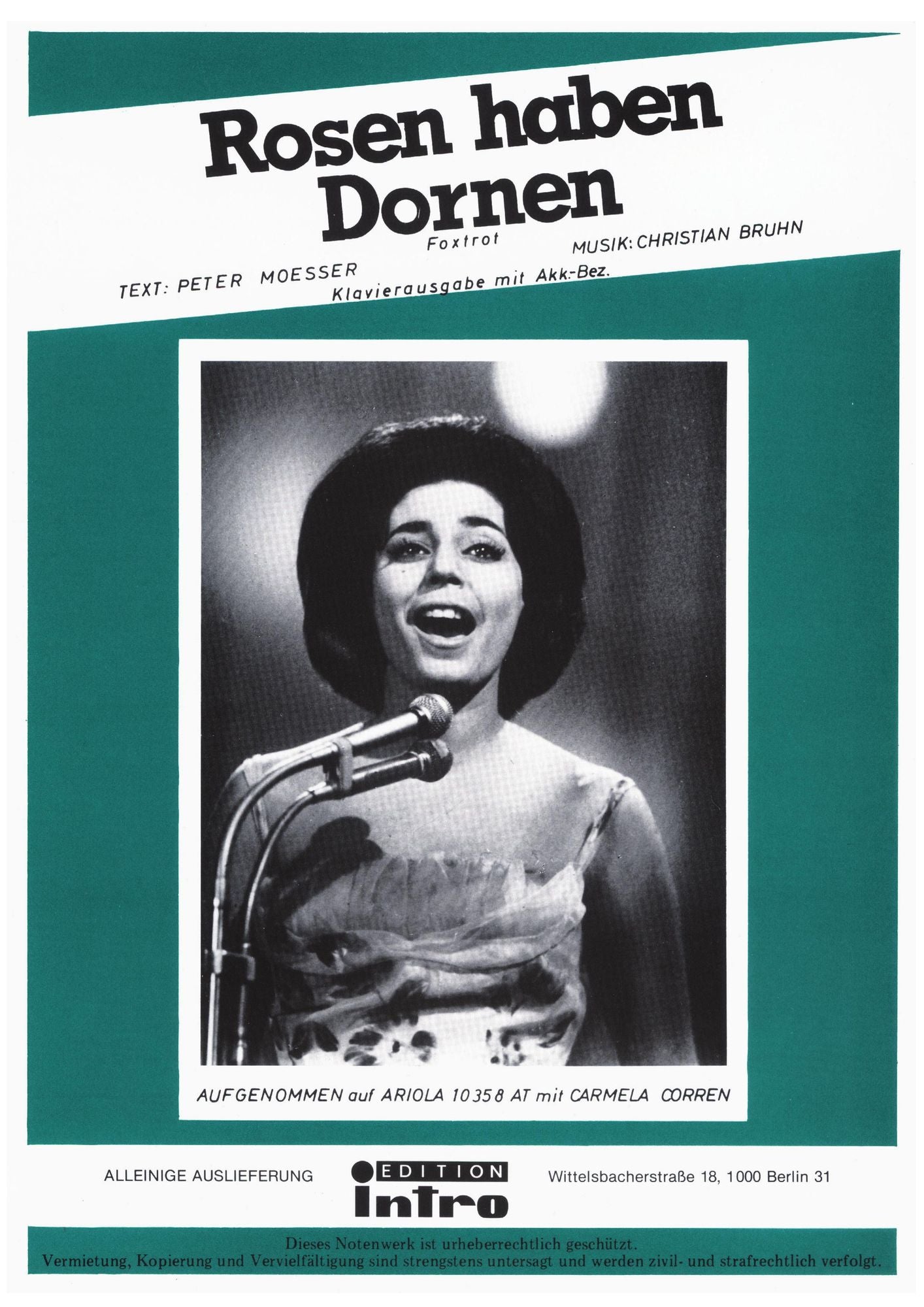 Rosen haben Dornen: as performed by Carmela Corren, Single Songbook