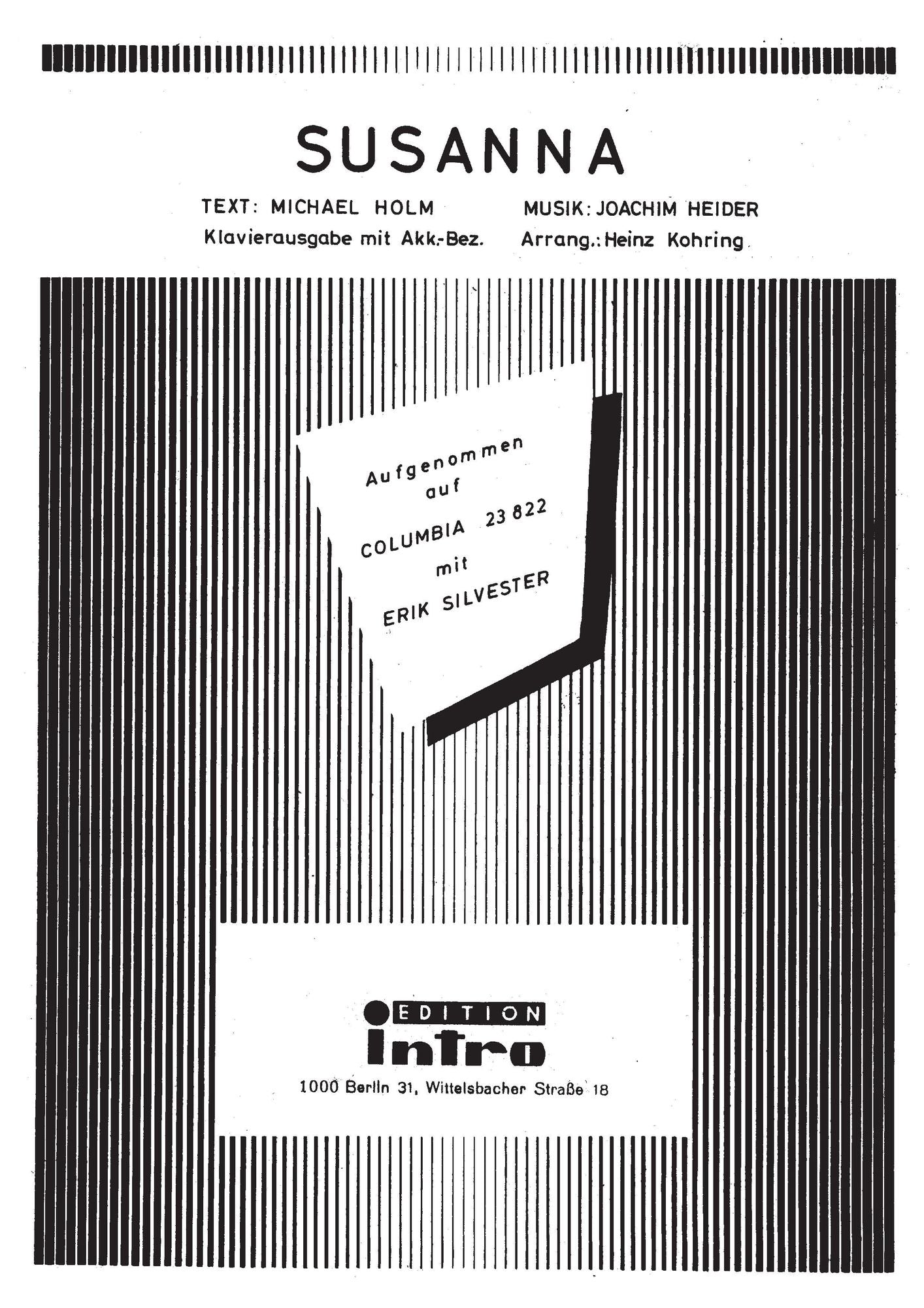 Susanna: as performed by Erik Silvester, Single Songbook