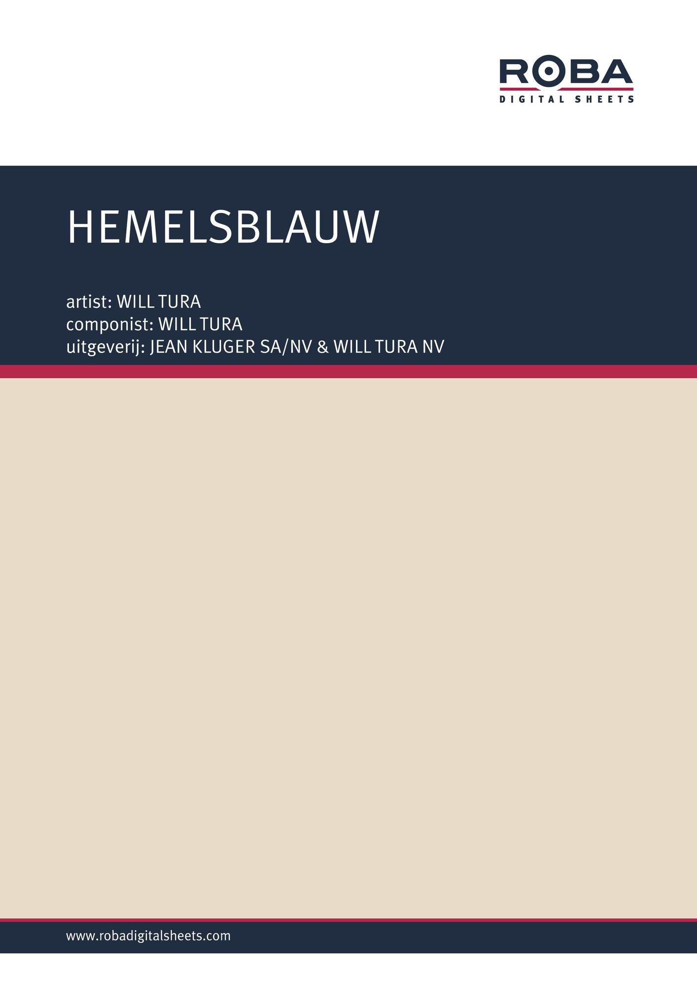 HEMELSBLAUW: as performed by WILL TURA, Single Songbook