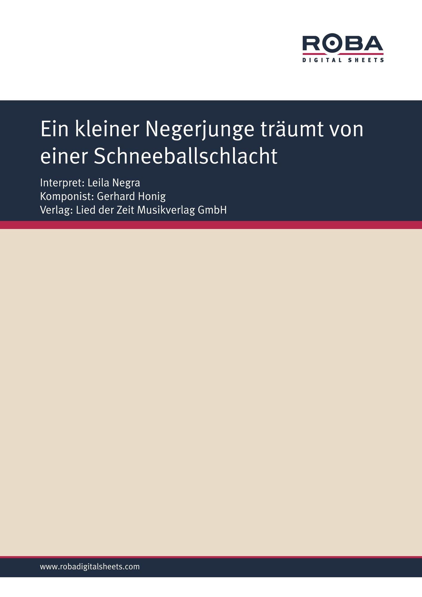 Ein kleiner Negerjunge träumt von einer Schneeballschlacht : Lied und langsamer Foxtrot
