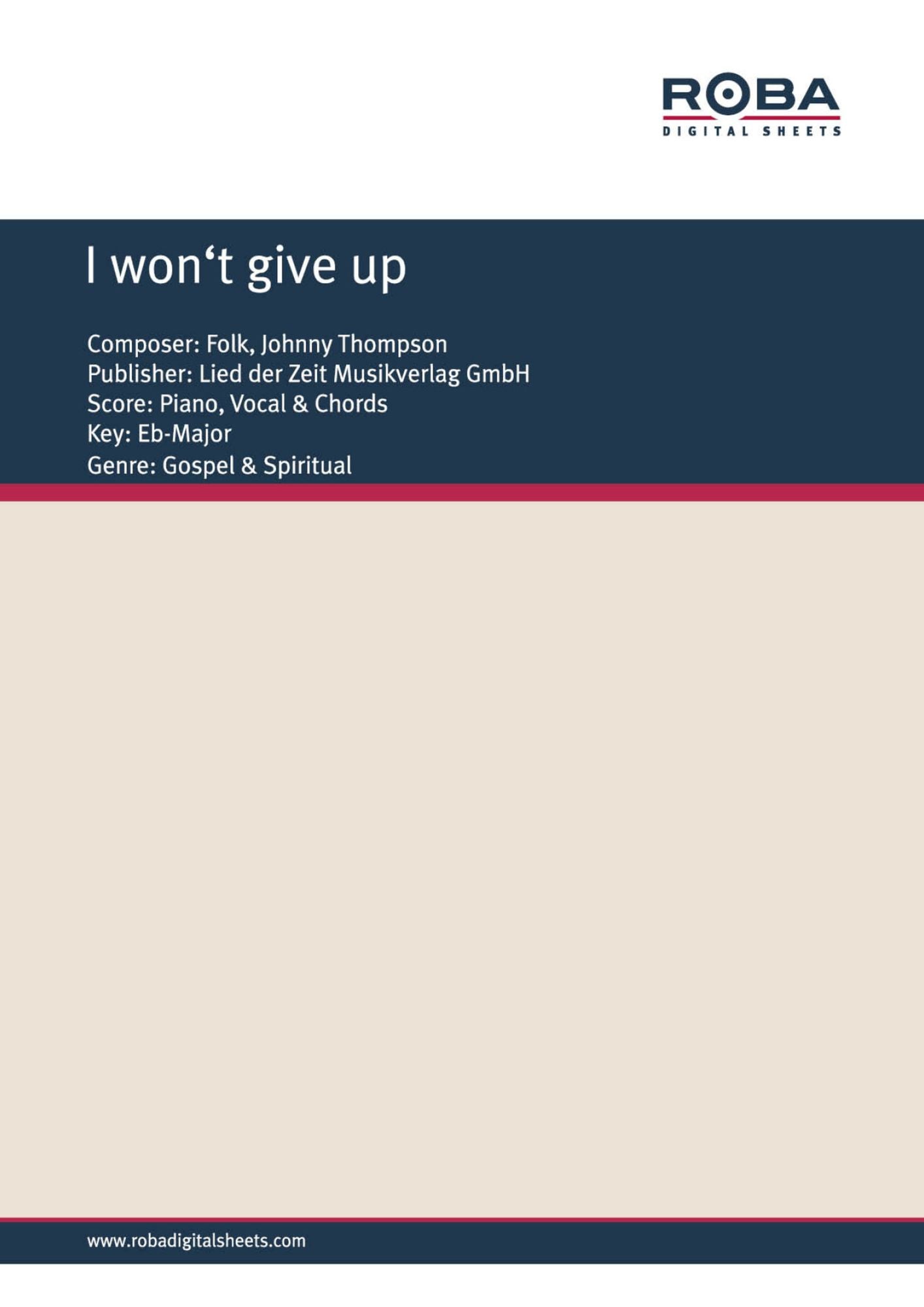 I won't give up : Single Songbook