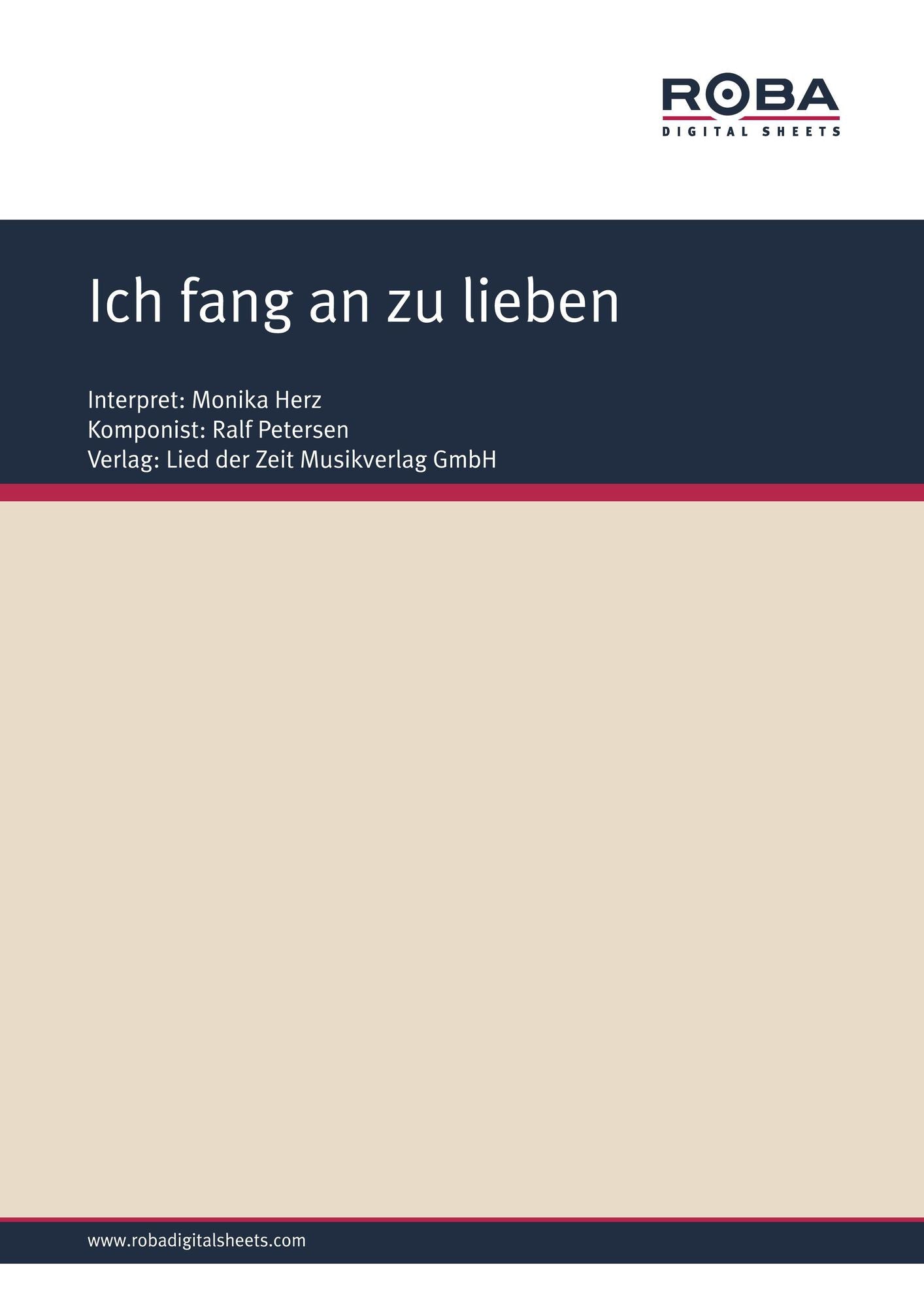 Ich fang an zu lieben : as performed by Monika Herz, Single Songbook
