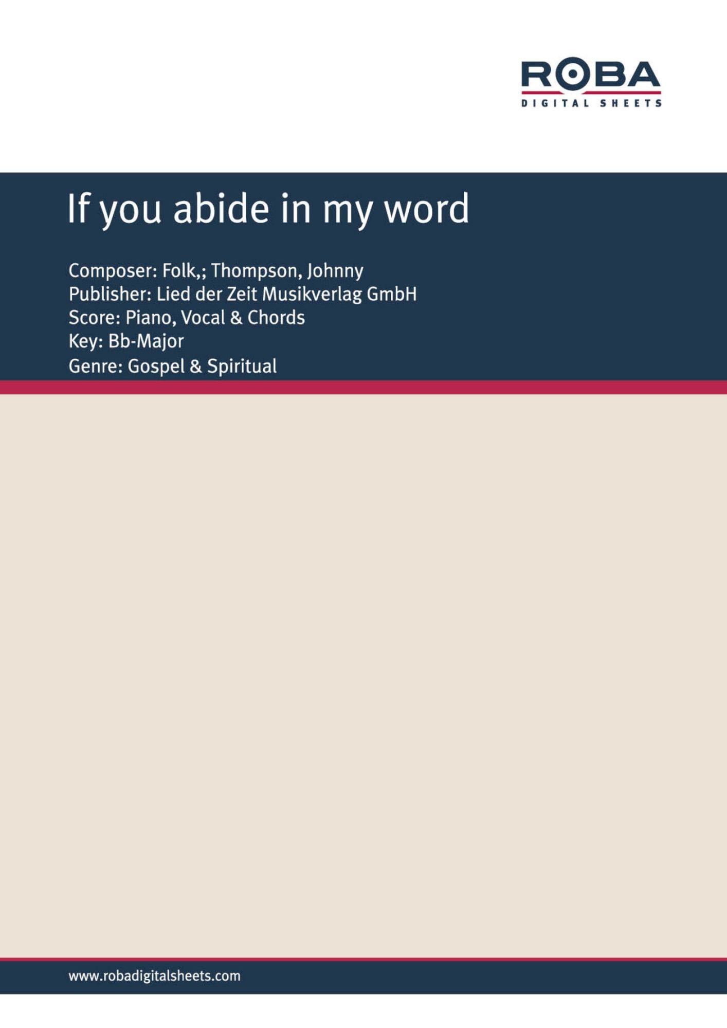 If you abide in my word : Single Songbook