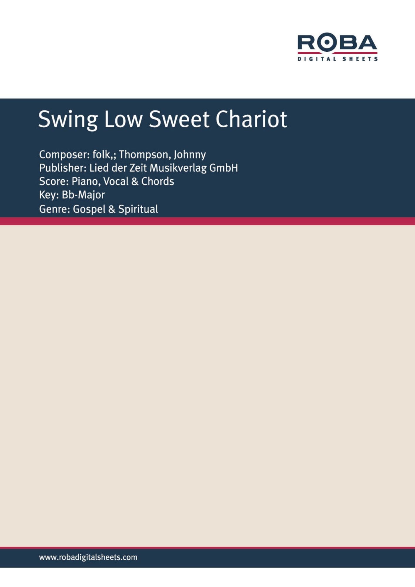 Swing Low Sweet Chariot : Single Songbook