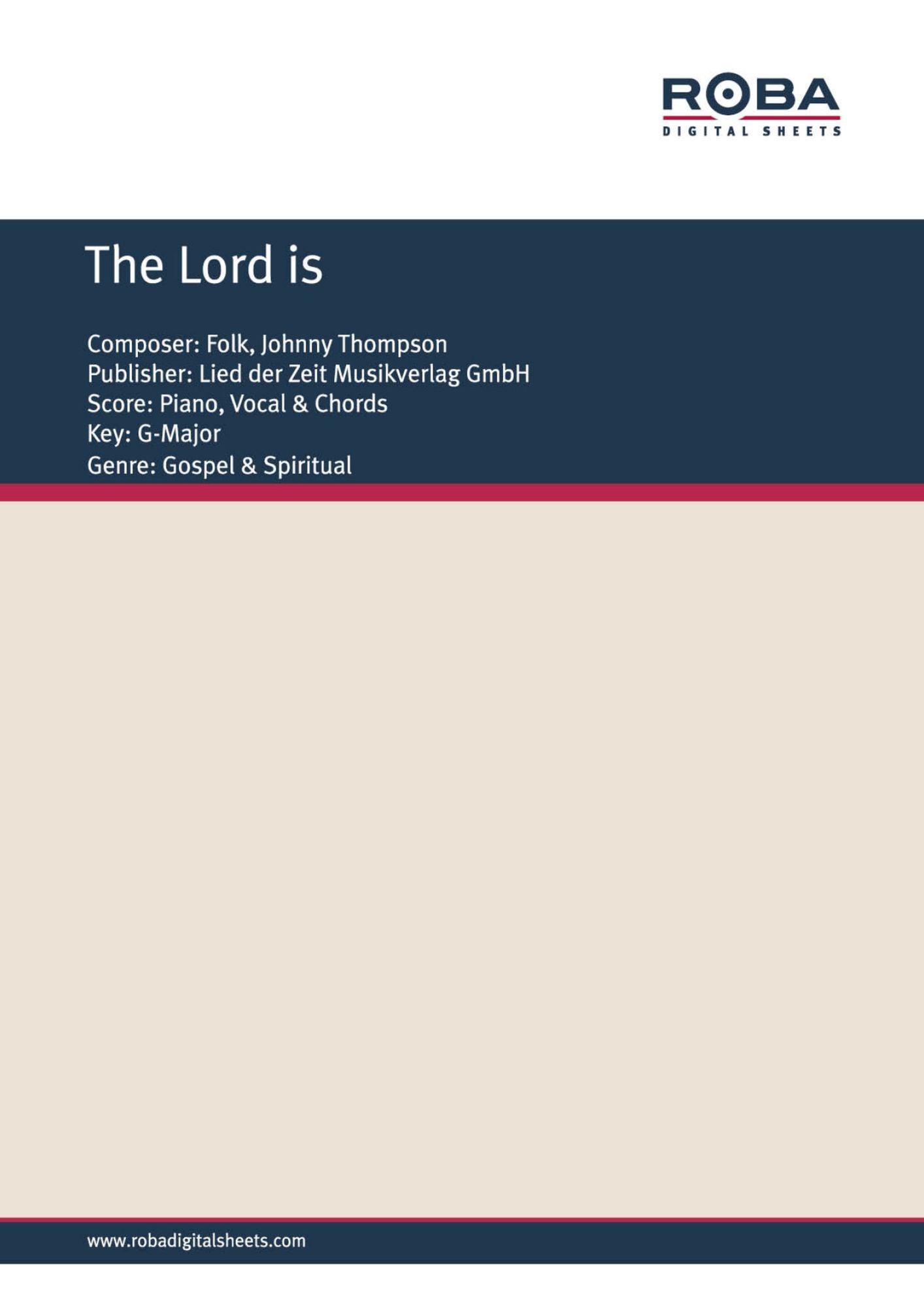 The Lord is : Single Songbook
