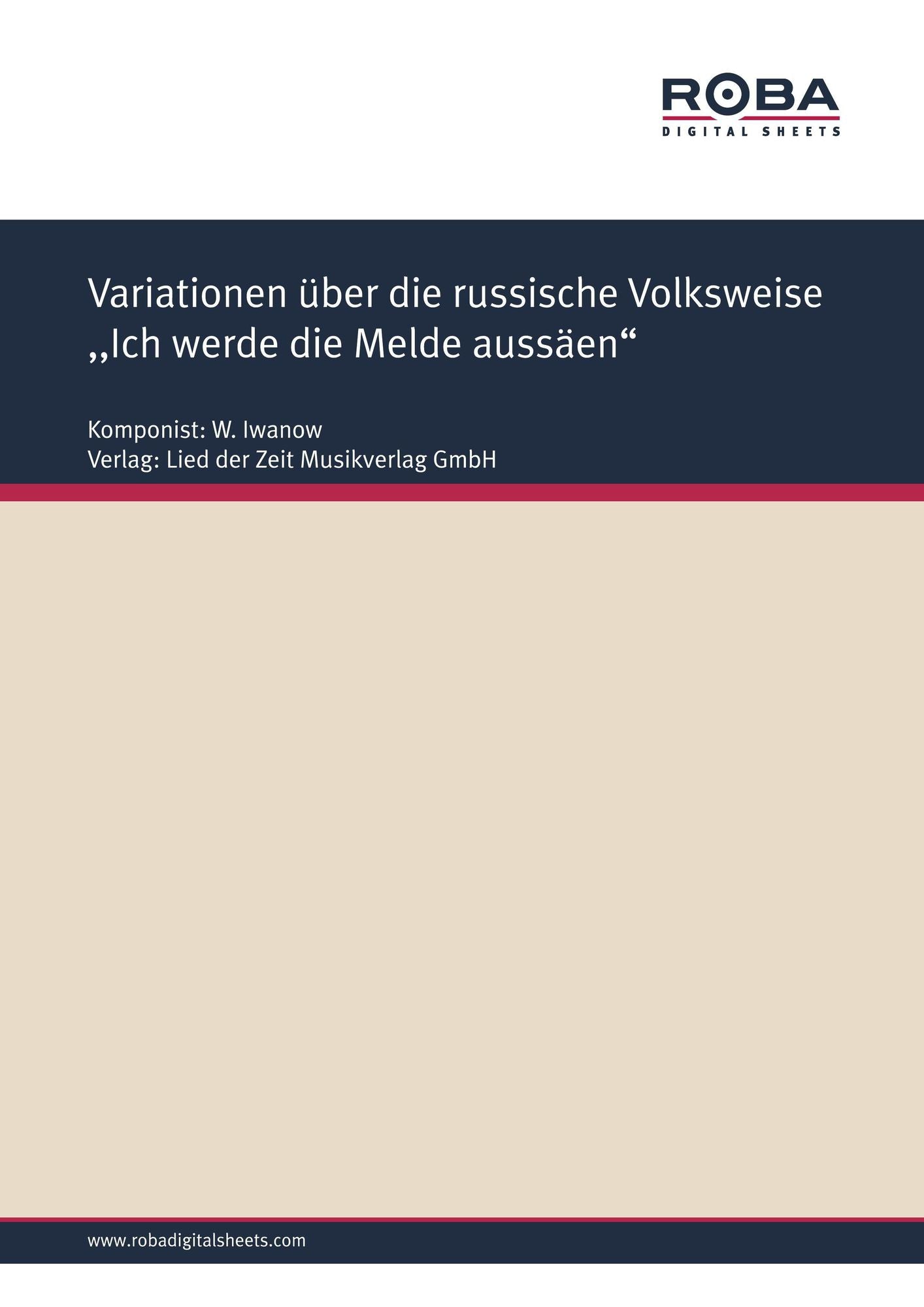Variationen über die russische Volksweise ,,Ich werde die Melde aussäen" : Sheet Music