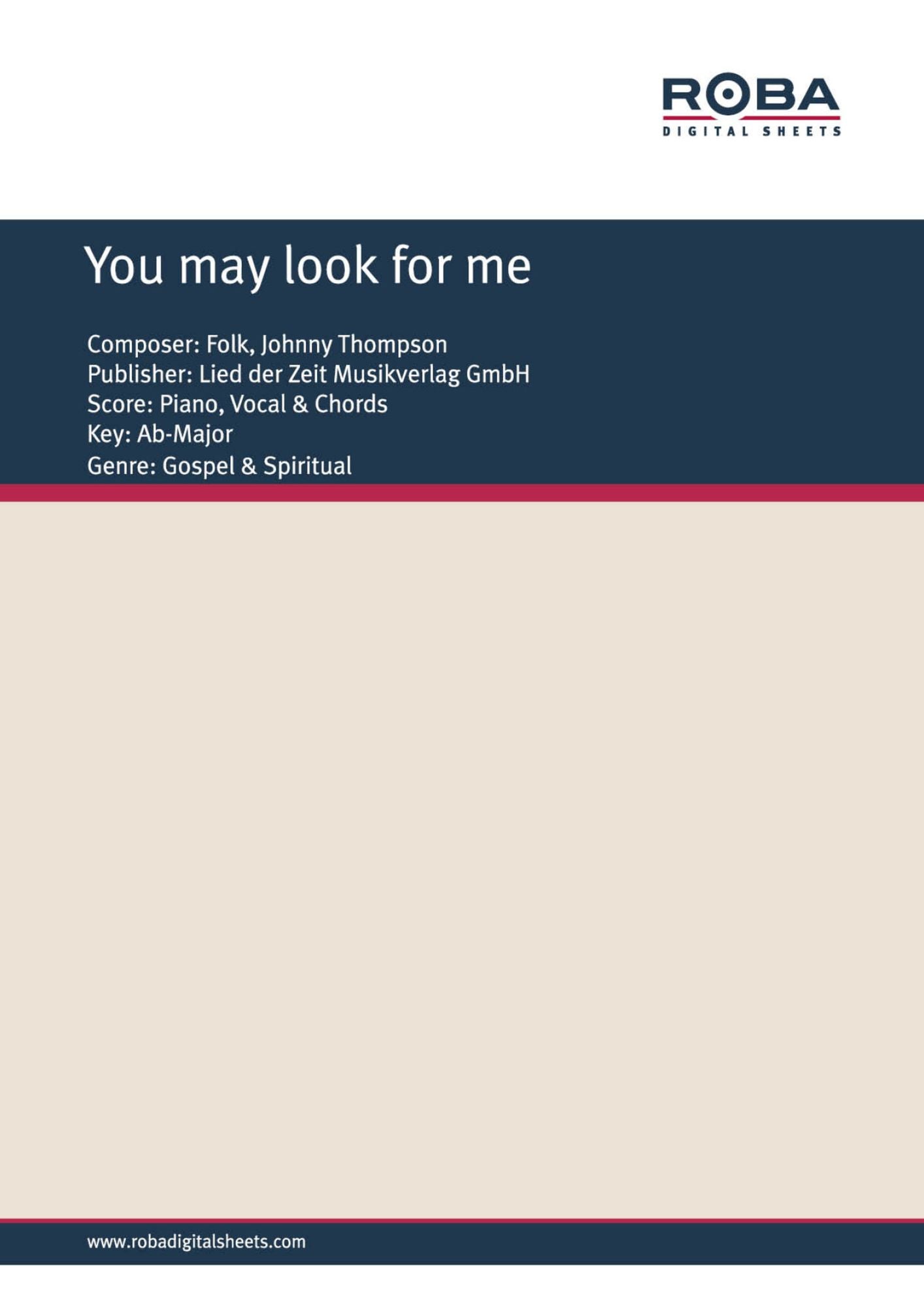 You may look for me: Single Songbook
