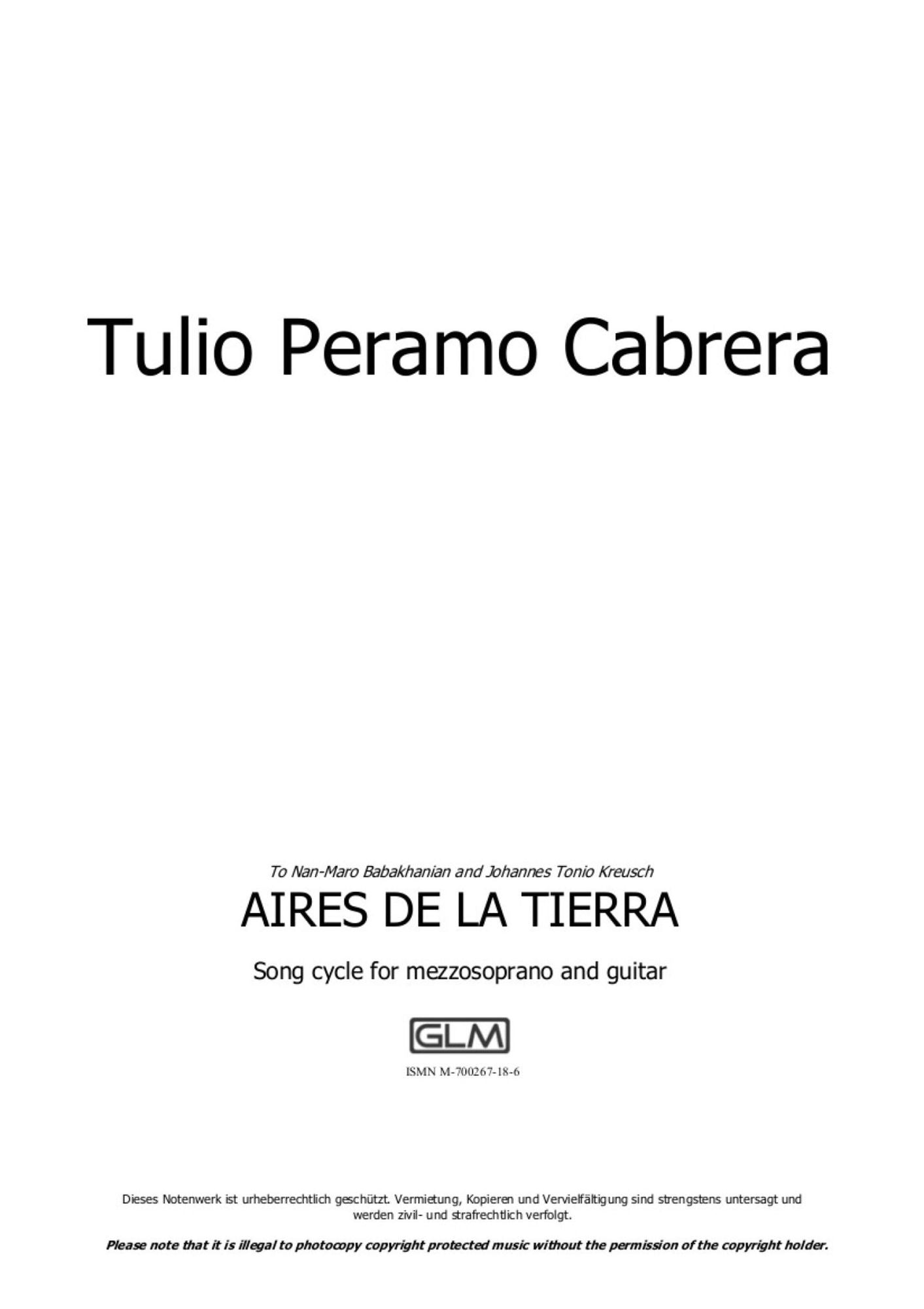 Aires de la tierra (1. Vegas de Vueltabajo; 2. Mar; 3. Luna de Guamá; 4. Salmodia; 5. Fiesta): sheet music