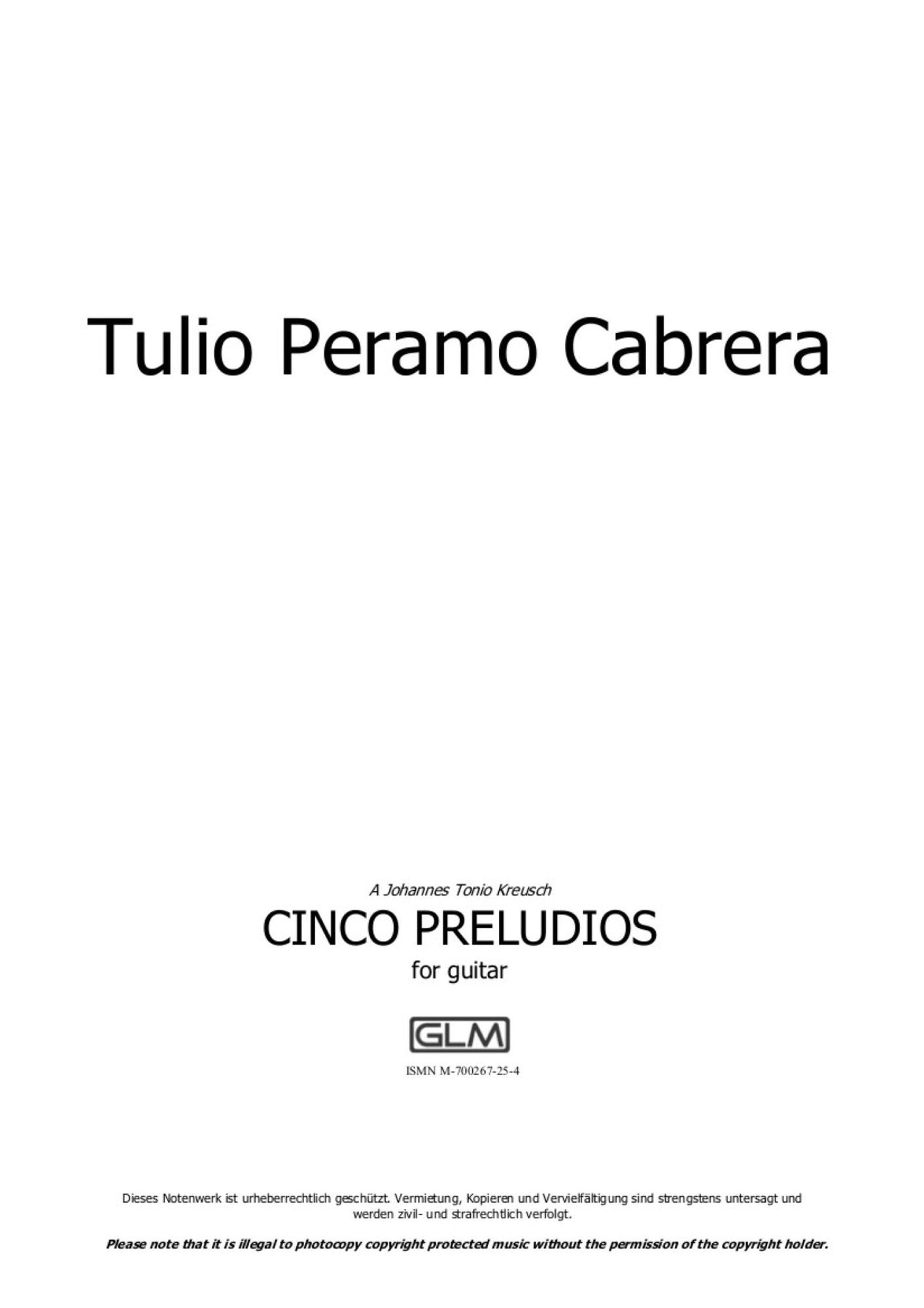 Cinco preludios: sheet music
